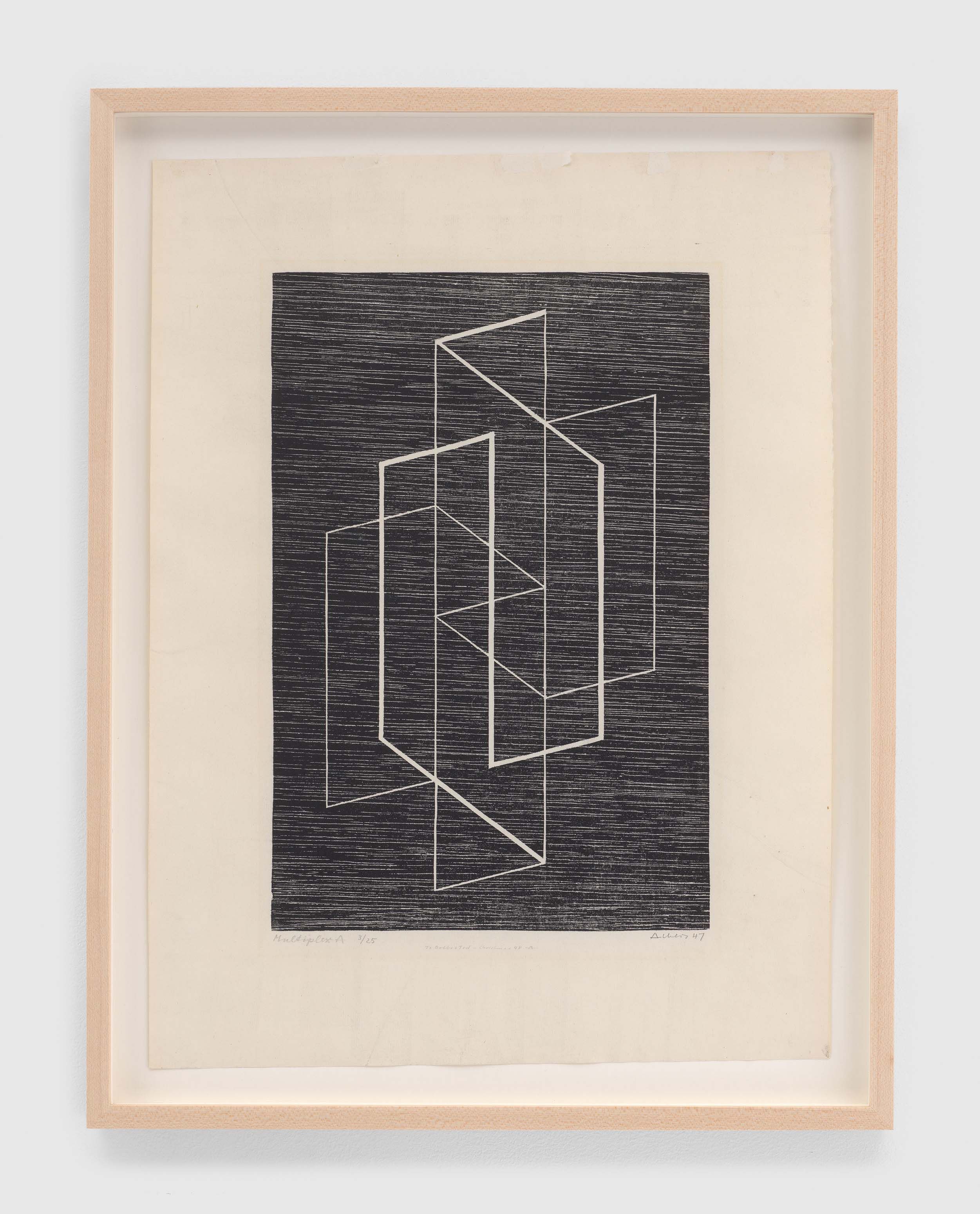 A woodcut by Josef Albers titled Multiplex A, dated 1947.