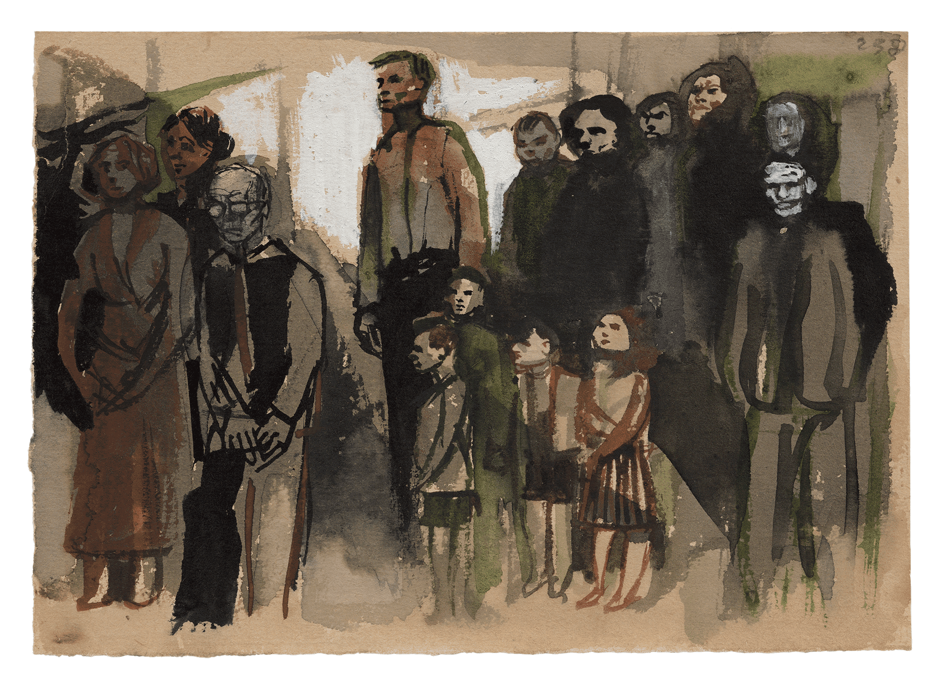 A work on paper by Andrzej Wr√≥blewski, titled [Group Scene no. 238], not dated. 