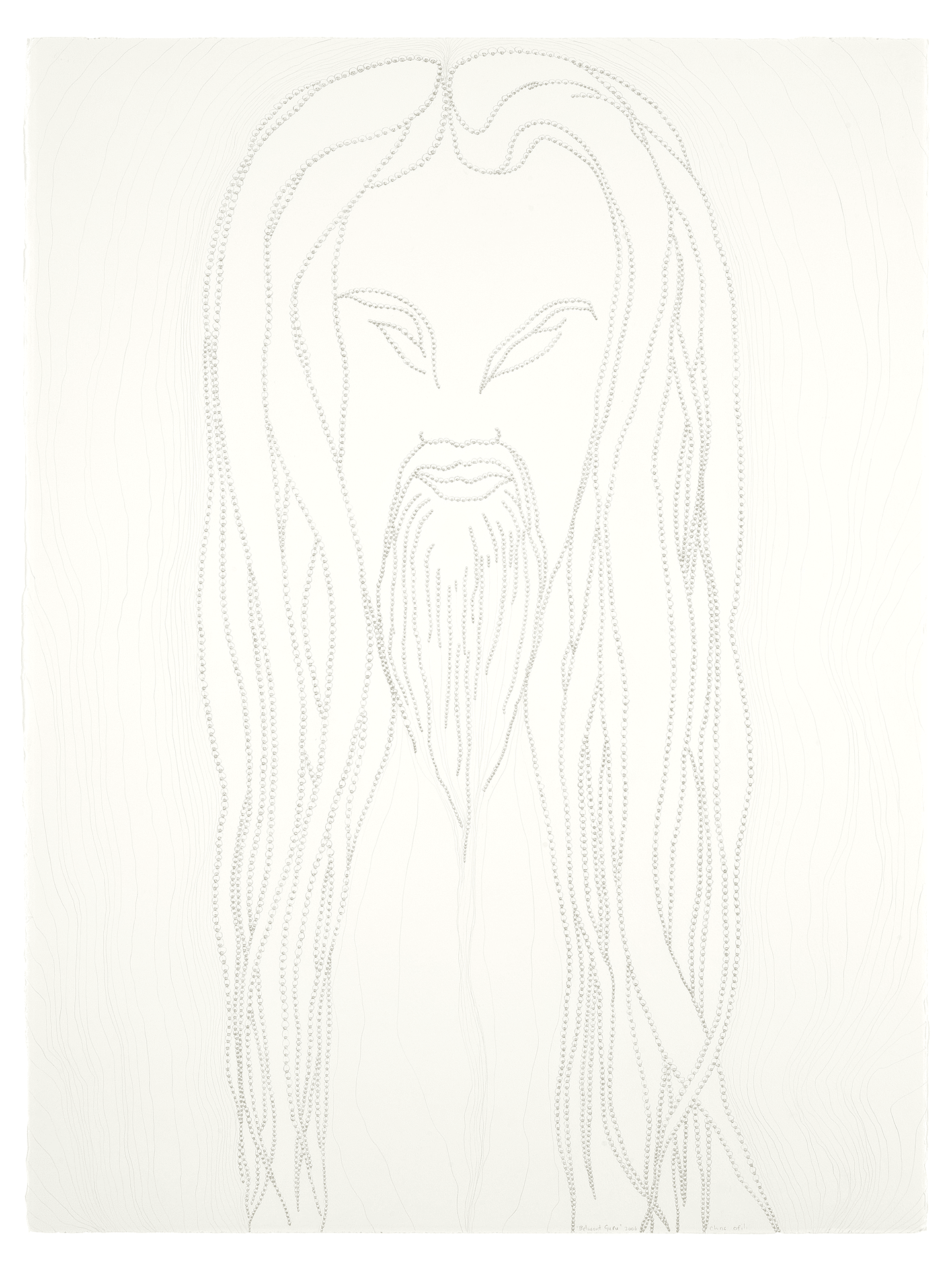 A drawing by Chris Ofili, titled Belmont Guru, dated 2006.