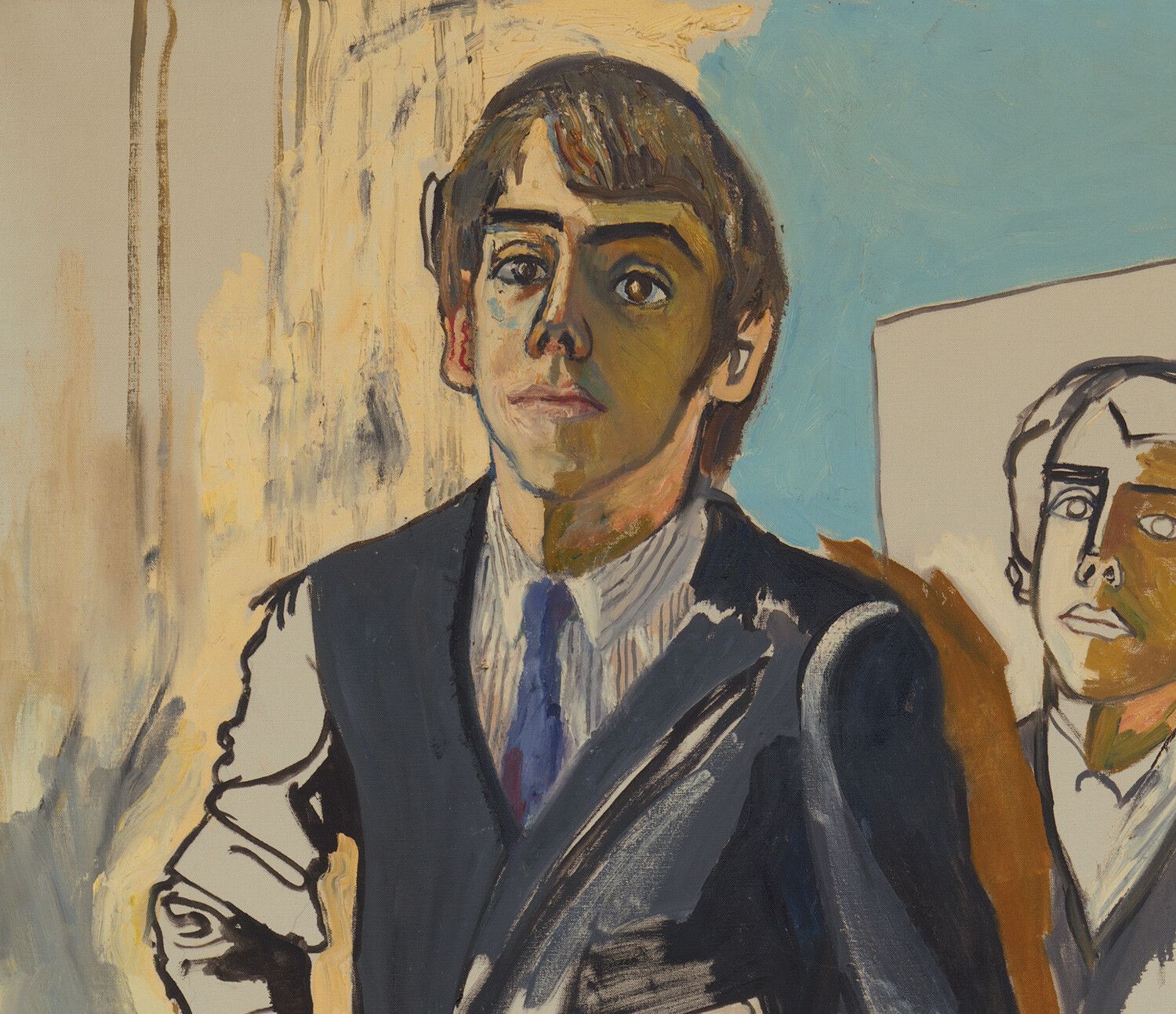 A detail from a painting by Alice Neel of Dick Kollmar, dated c. 1965.