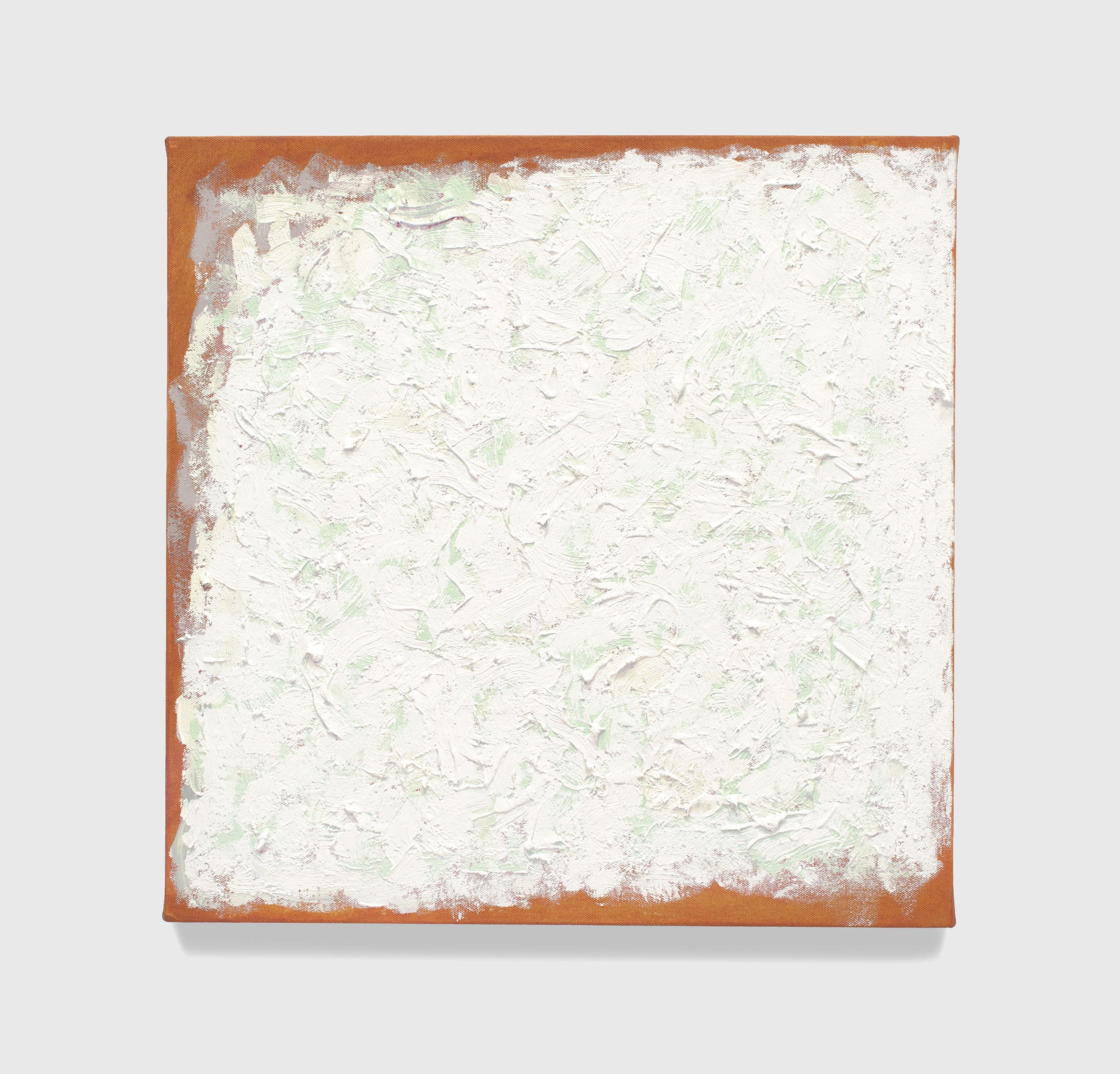 An untitled oil on stretched cotton canvas artwork by Robert Ryman, dated 2010.
