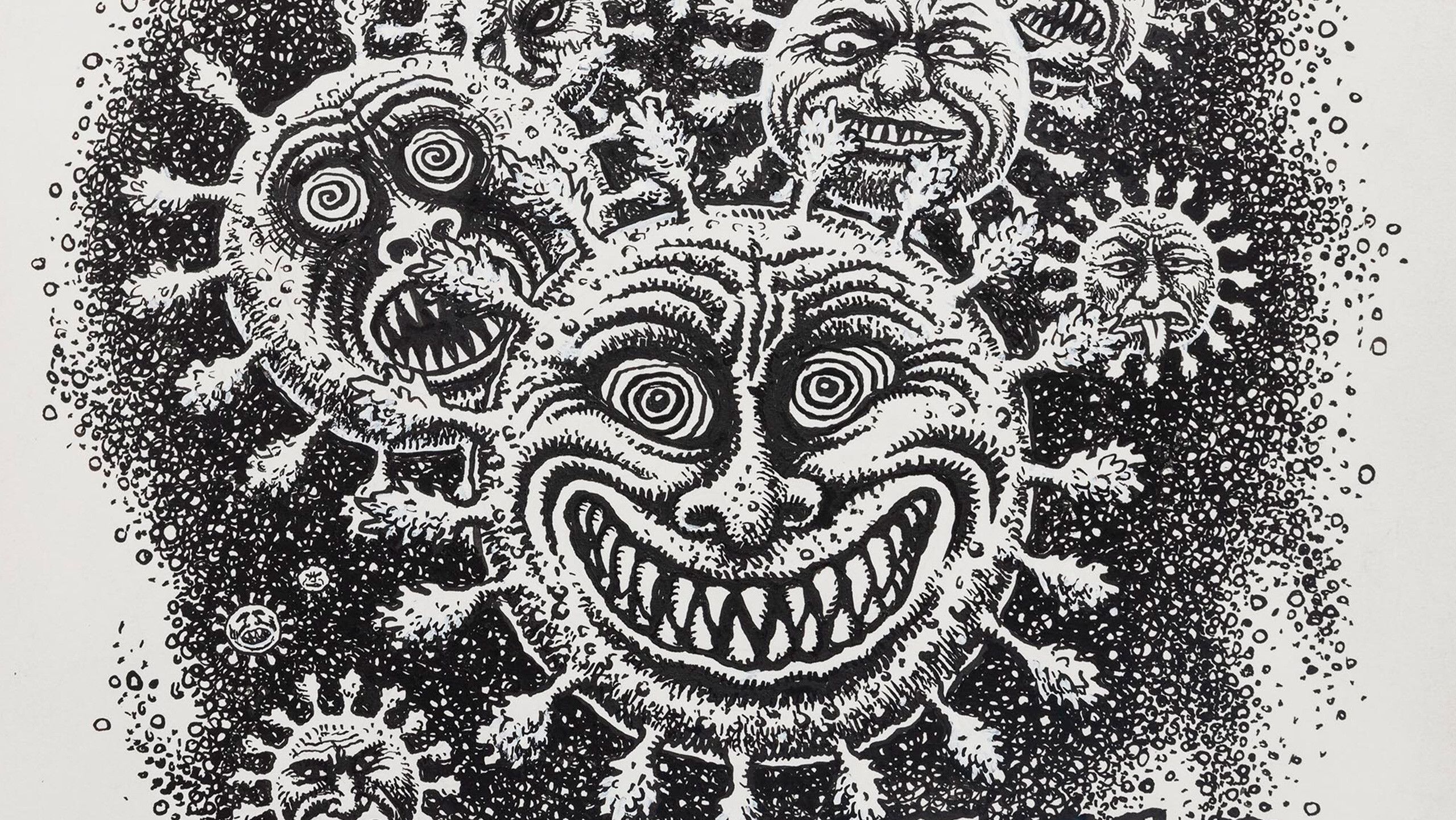 A detail from a print by R. Crumb titled Fear the Invisible, dated 2021