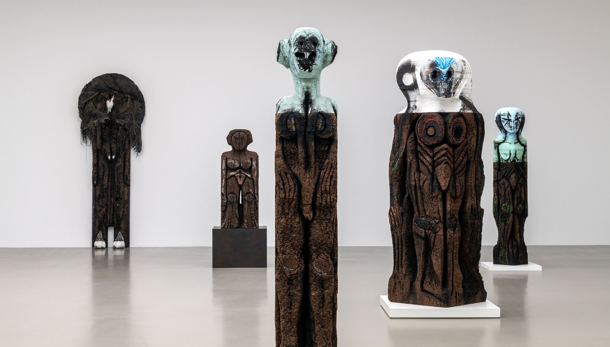 An Installation view, Huma Bhabha: A fly appeared, and disappeared, Montpellier Contemporain, Montpellier, dated 2023–2024