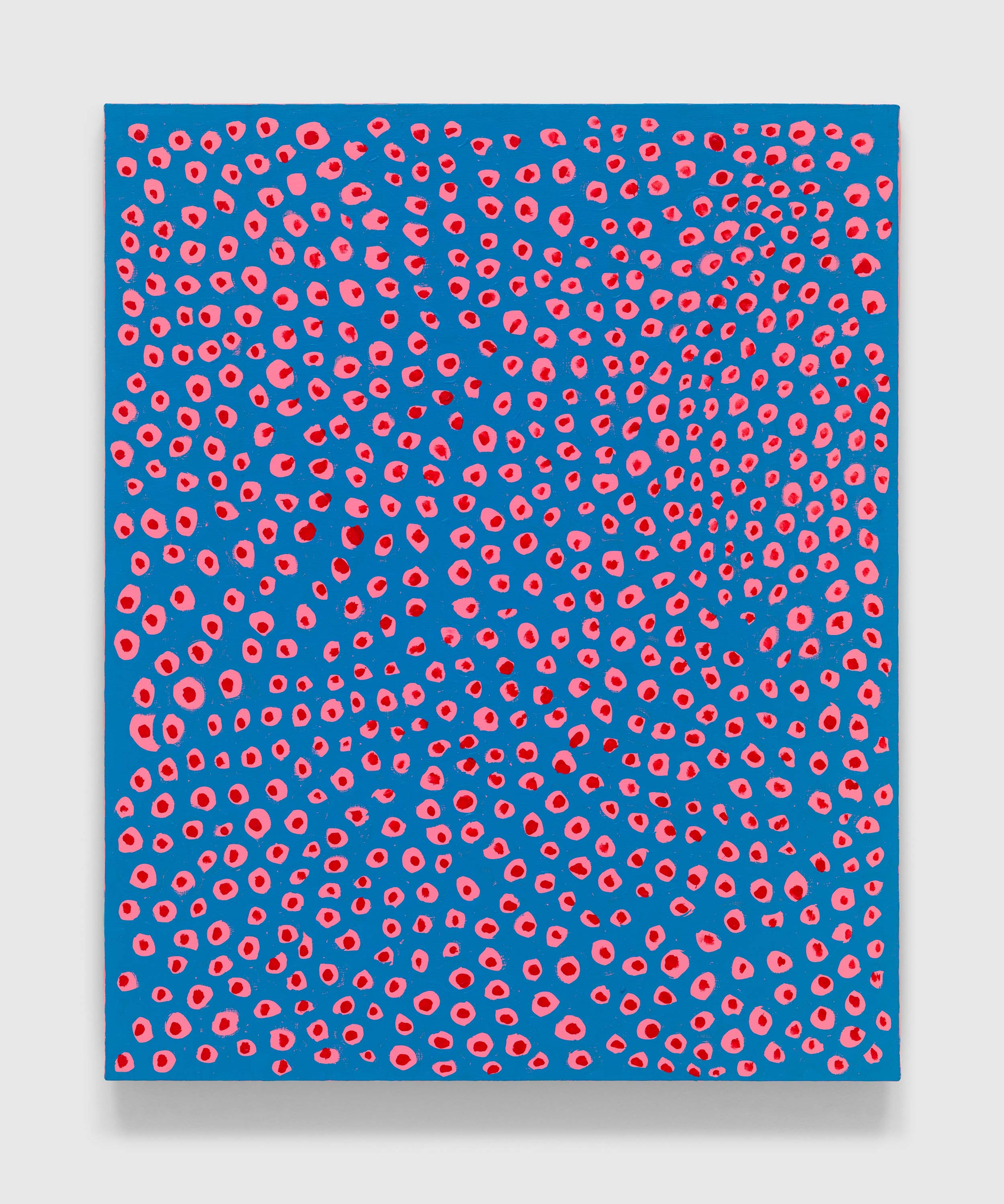 A painting by Yayoi Kusama, titled EVERY DAY I PRAY FOR LOVE, dated 2022.