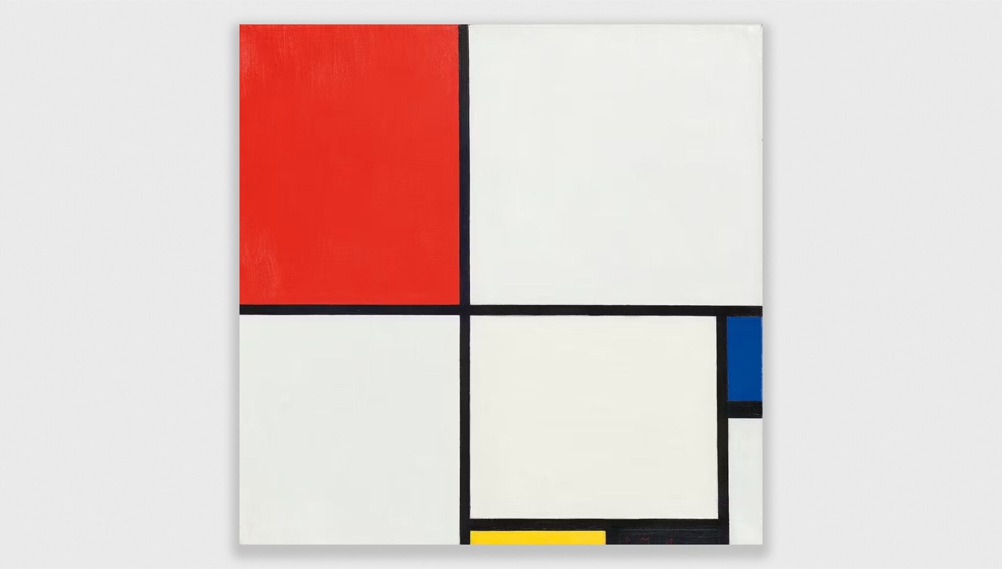 An artwork by Piet Mondrian, titled Composition No. III, dated 1929. Private Collection