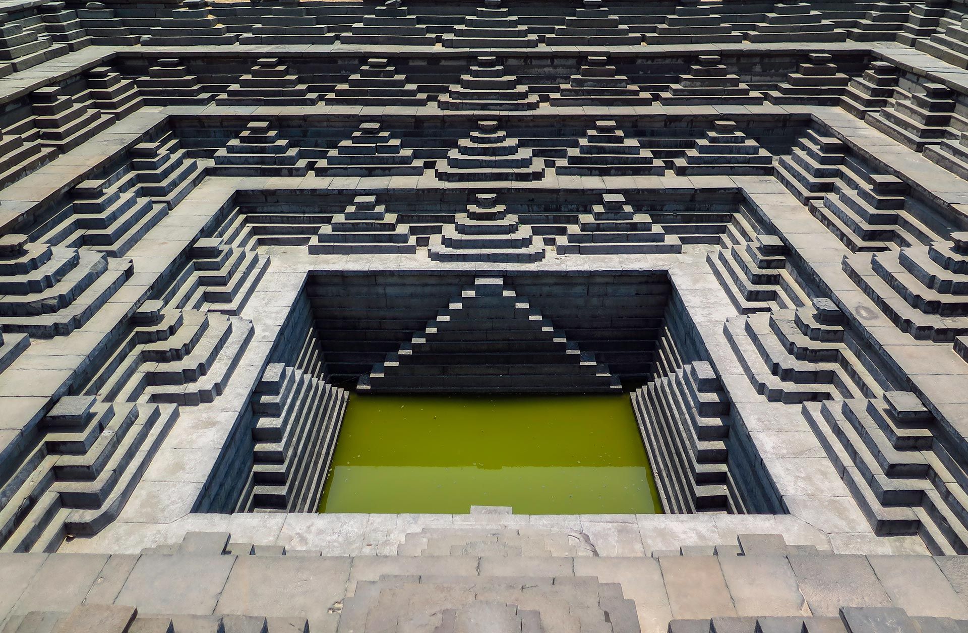 Stepped tanks at Pushkaranis, Hampi, India. 