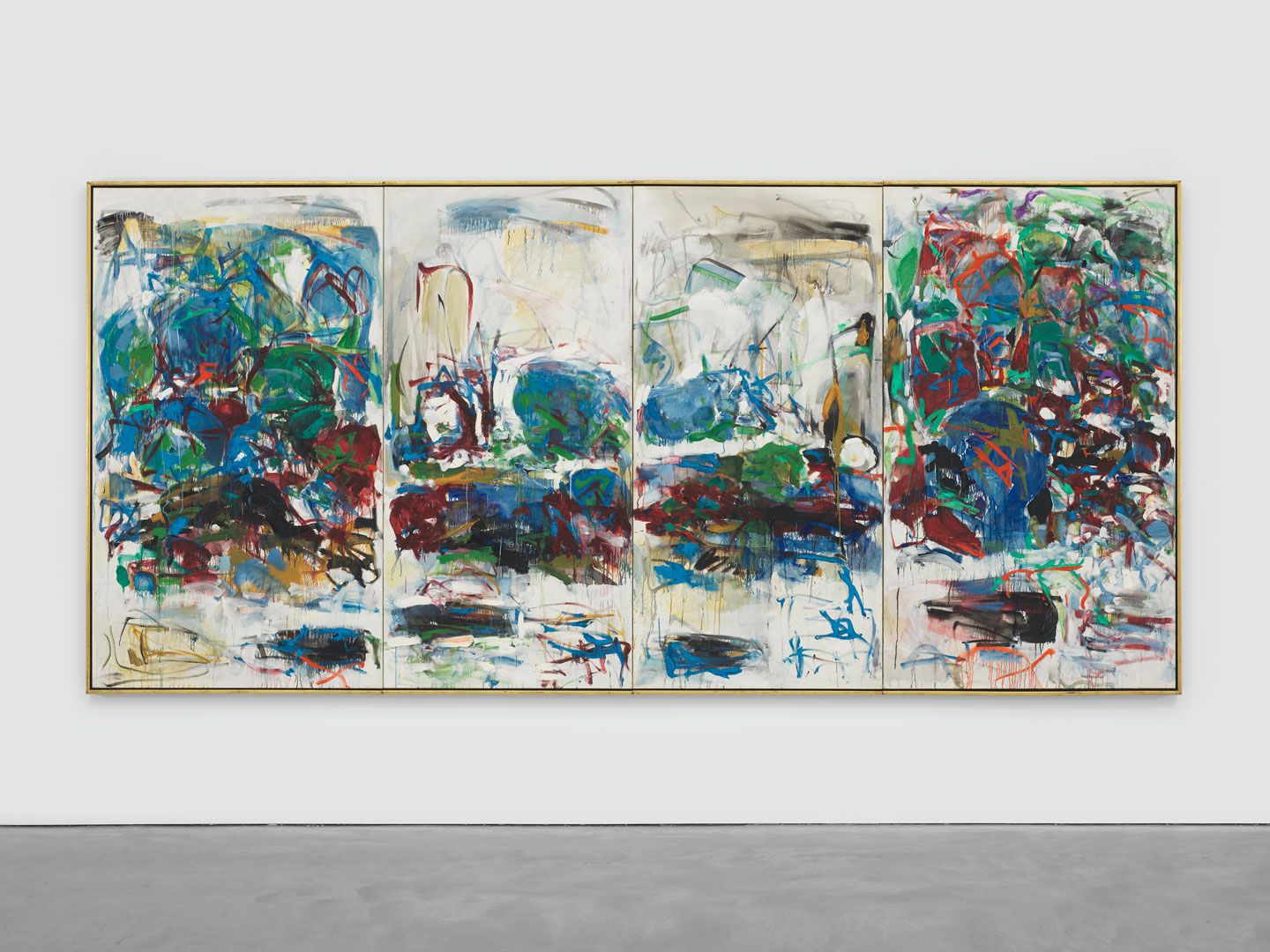 A painting by Joan Mitchell in four parts, titled La Seine, dated 1967.