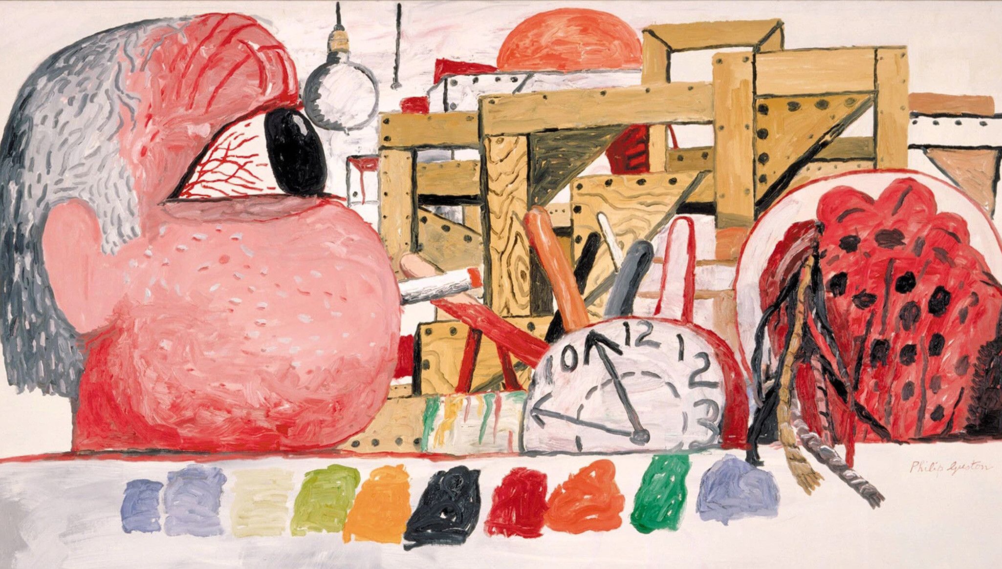 A detail of an artwork by ​​Philip Guston, titled In The Studio, dated 1975