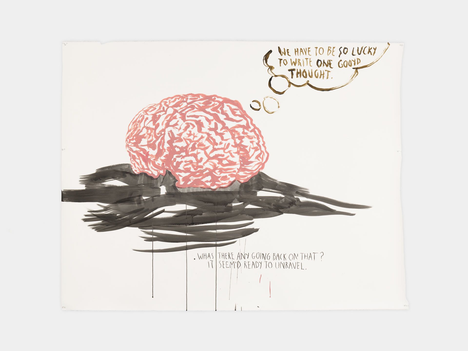 A drawing by Raymond Pettibon, titled No Title (Was there any...), dated 2017.