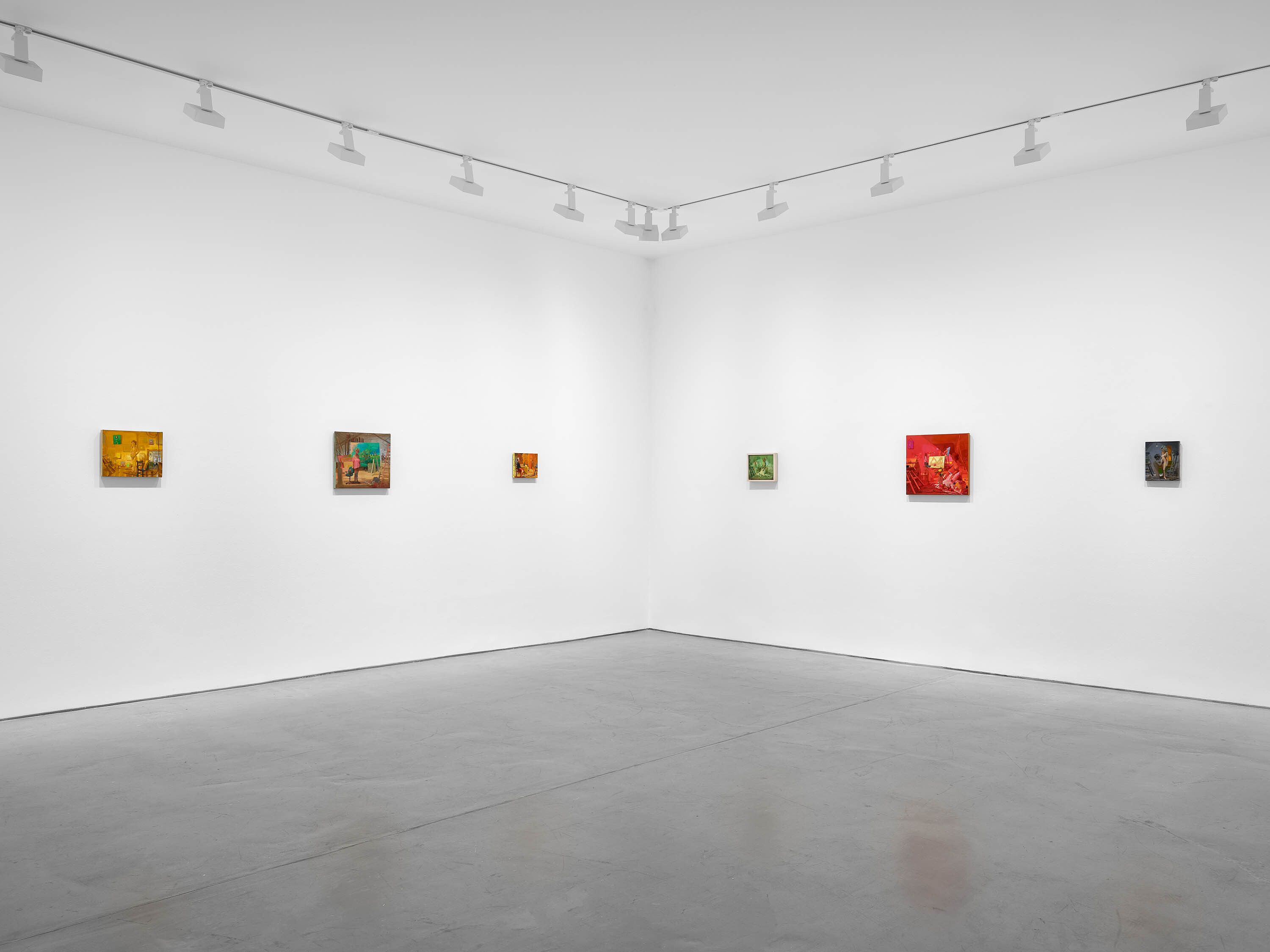 An installation view of the exhibition, Lisa Yuskavage: Rendez-vous, at David Zwirner in Paris, dated 2023.