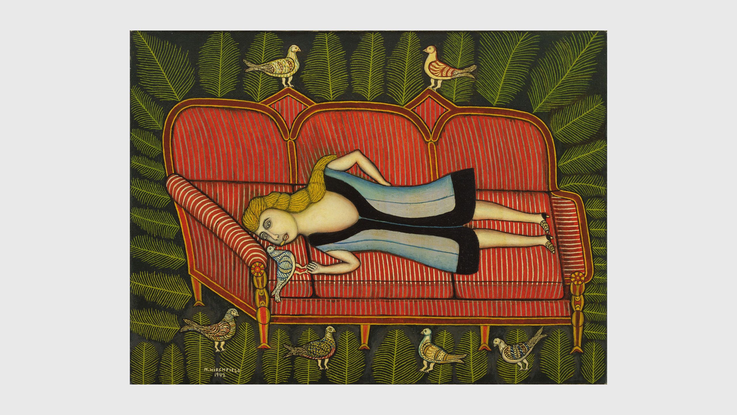Morris Hirshfield, Girl with Pigeons, 1942
