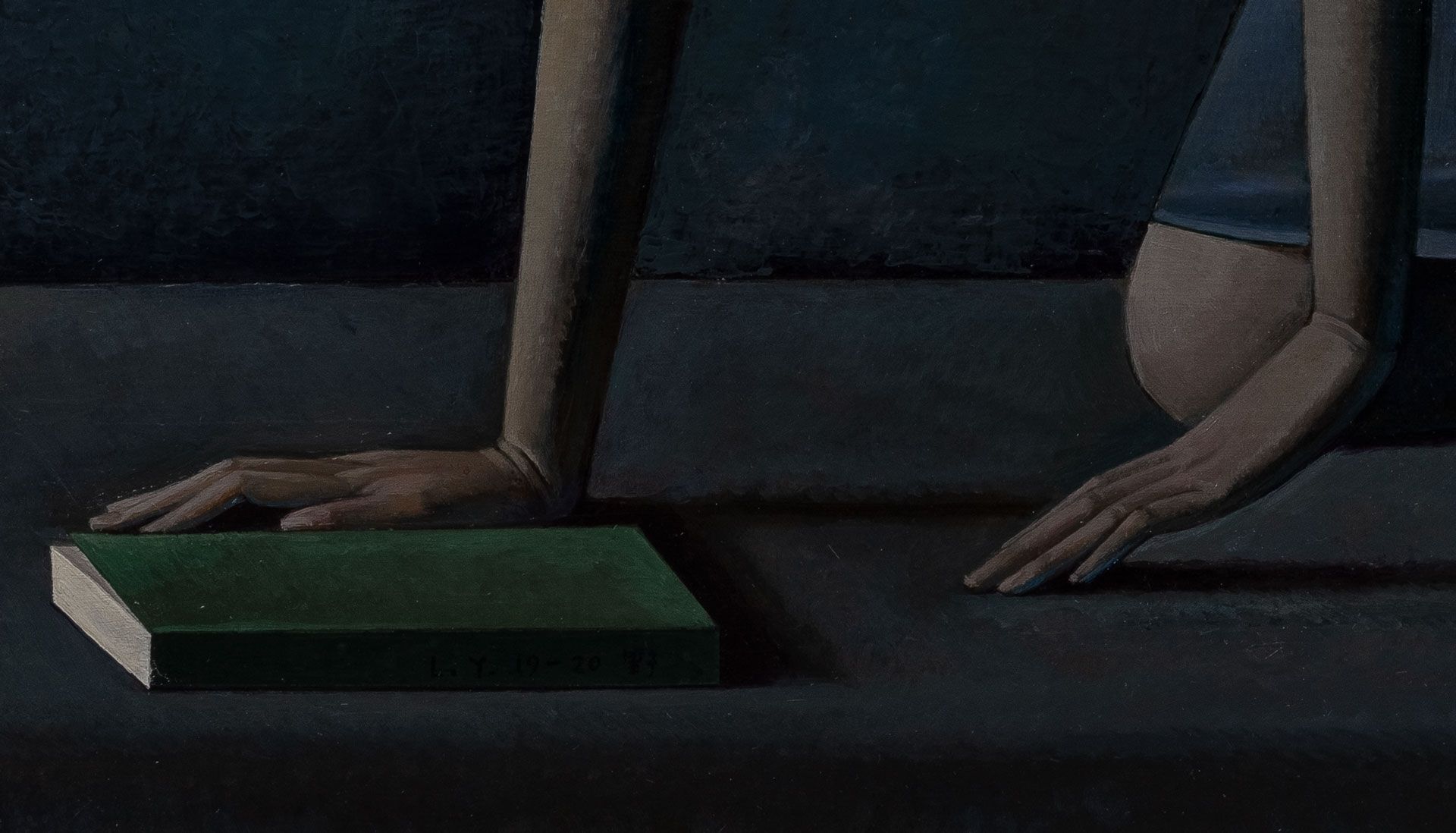 A detail from a painting by Liu Ye, titled Banned Book No. 5 (Balthus Variation), dated 2020