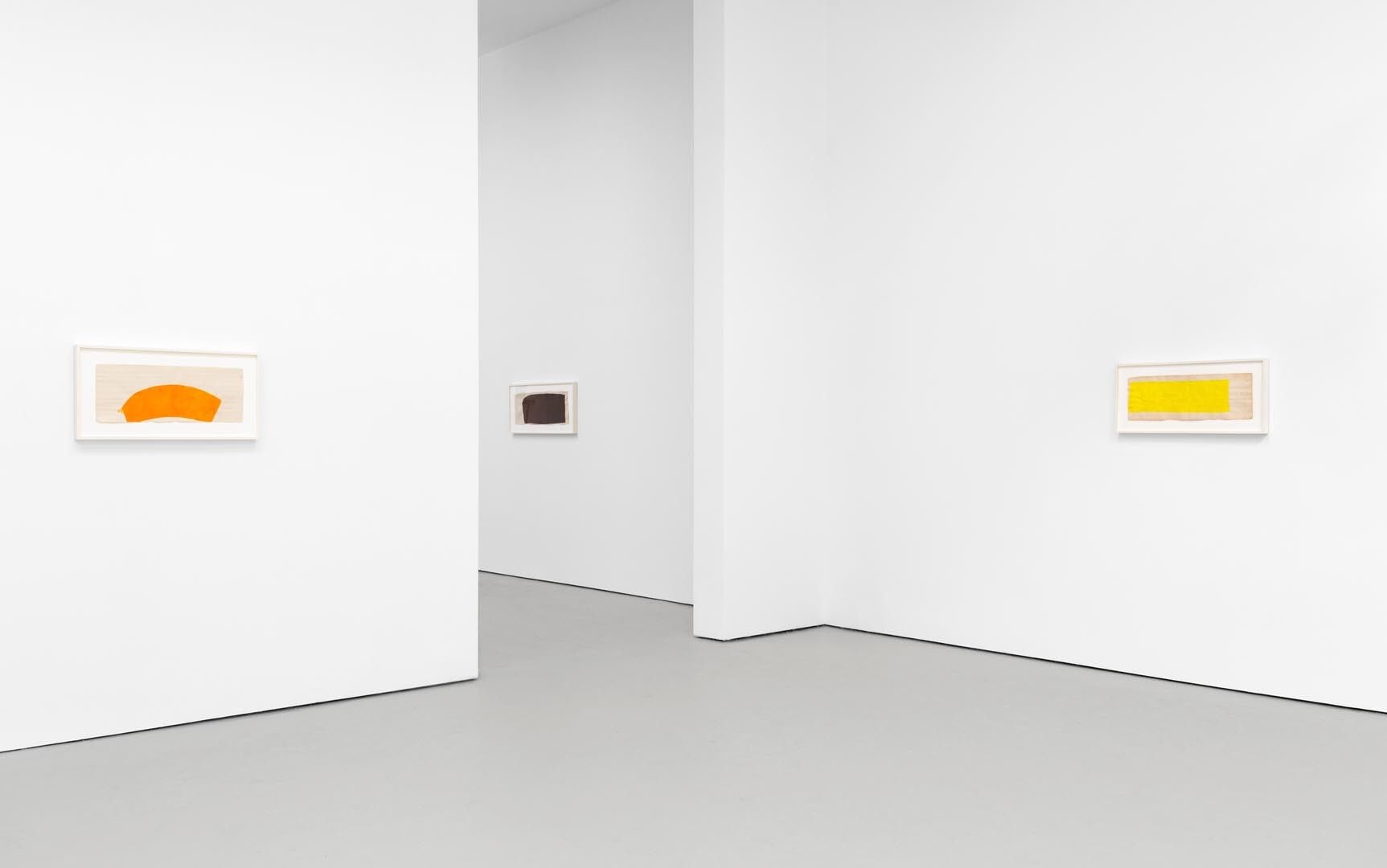 Installation view of the exhibition Suzan Frecon: paper, at David Zwirner in New York, dated 2013.