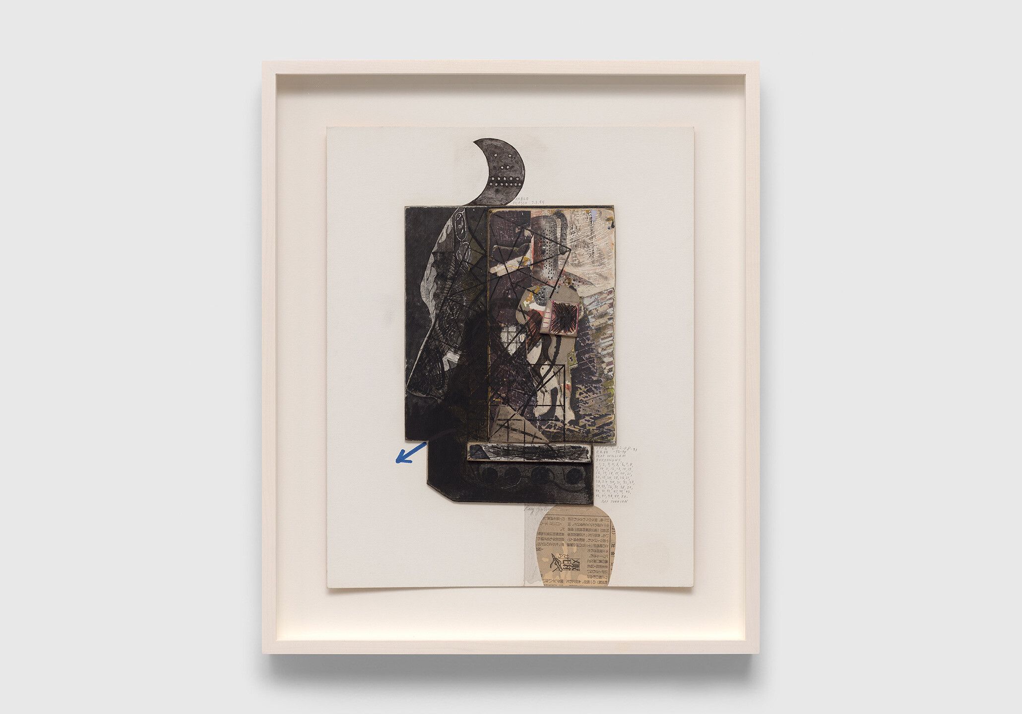 A collage on illustration board by Ray Johnson, titled Untitled (Dear William Burroughs 1 - 50), dated 1956, 1976, 1982, 1988, 1991, 1992, 1994.