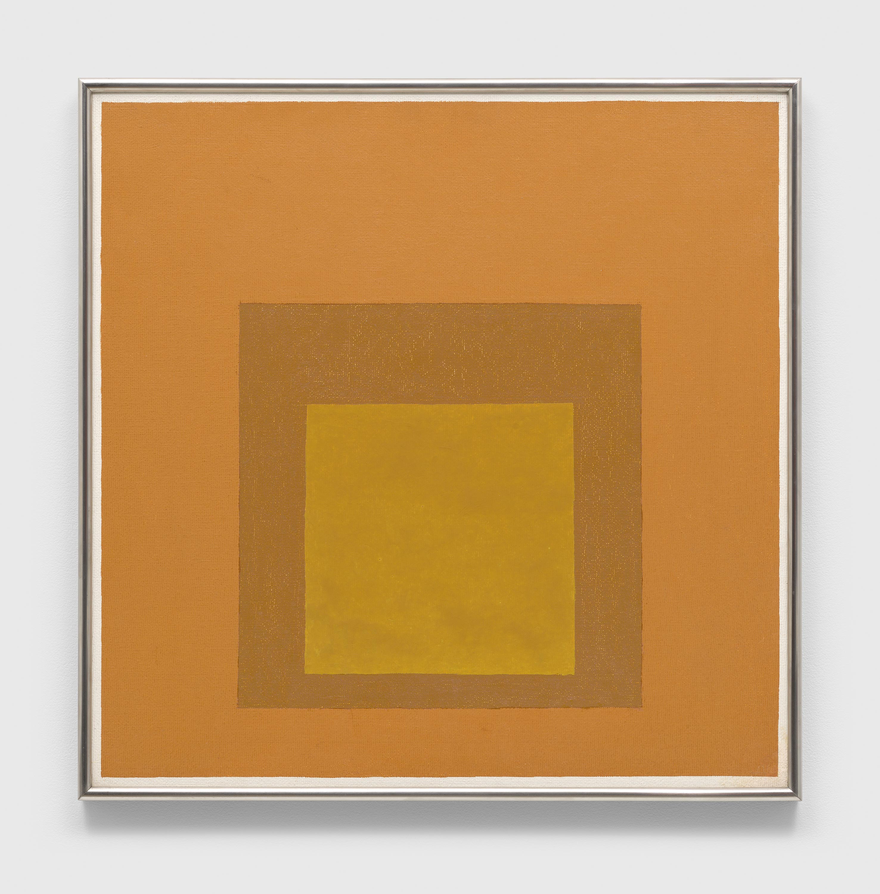 A painting by Josef Albers, titled Homage to the Square, dated 1963.