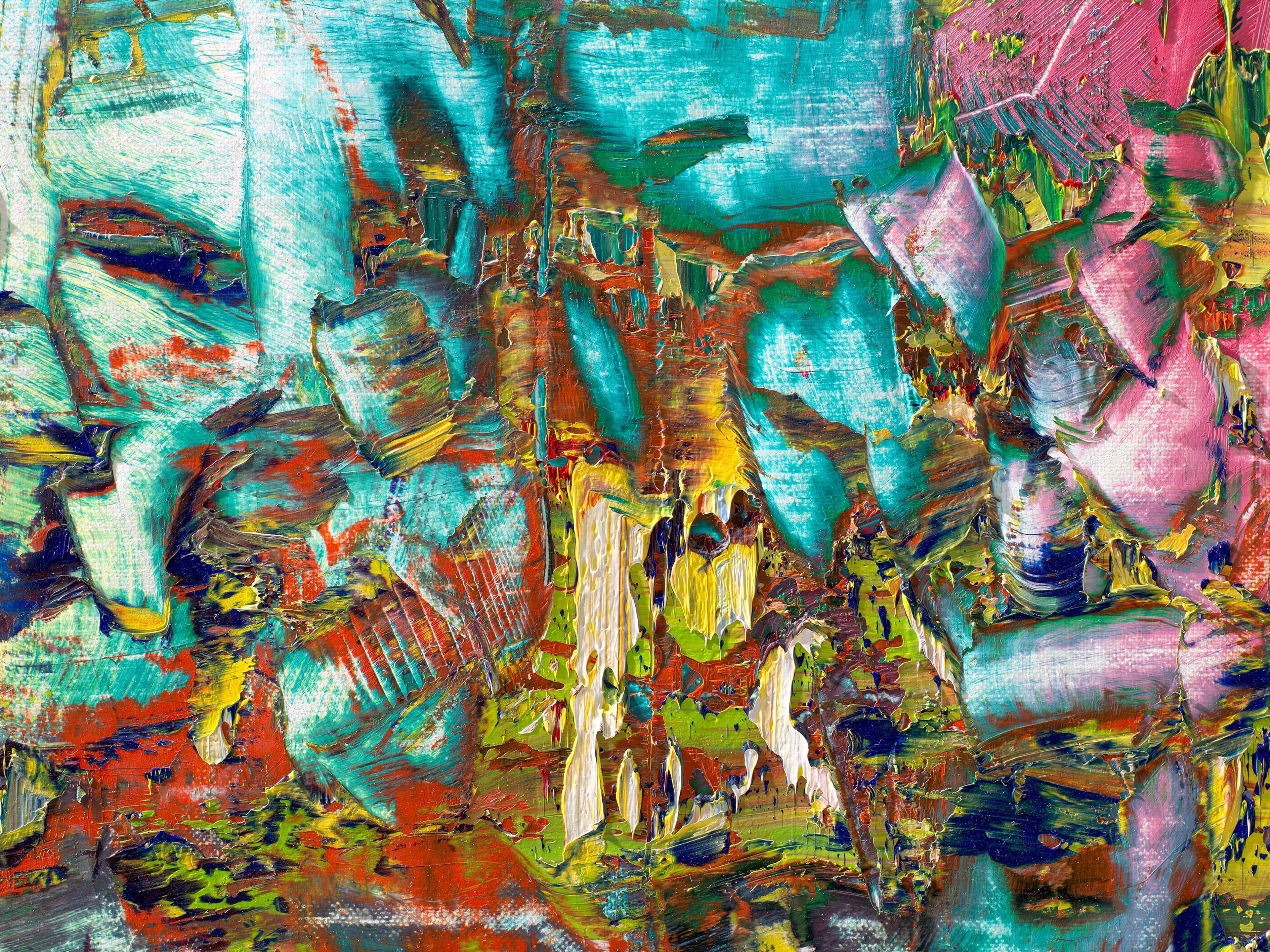 A detail from a painting by Gerhard Richter, titled Abstraktes Bild (Abstract Painting), dated 2016.