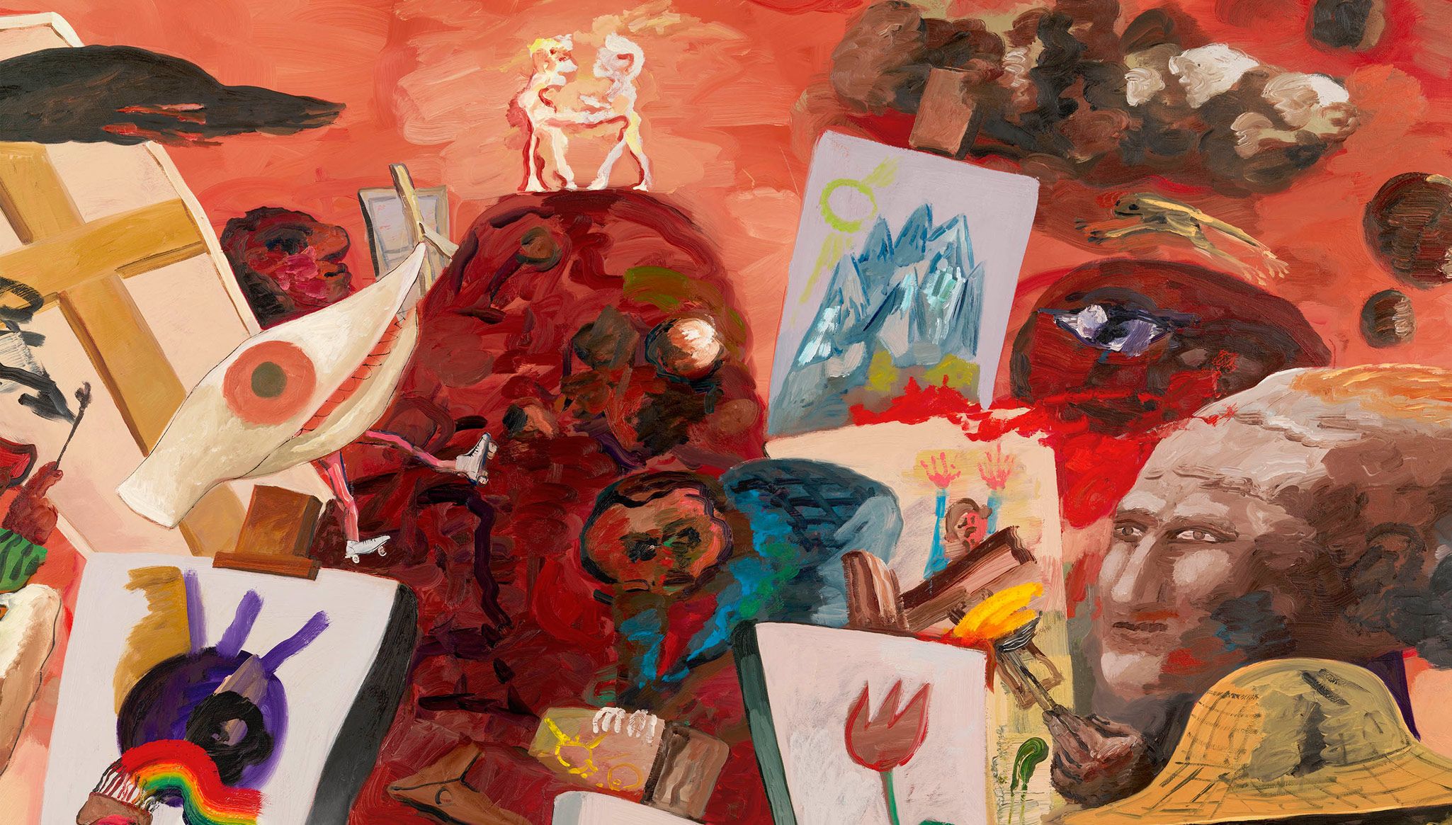A detail of an artwork by Dana Schutz titled The Hill, dated 2023