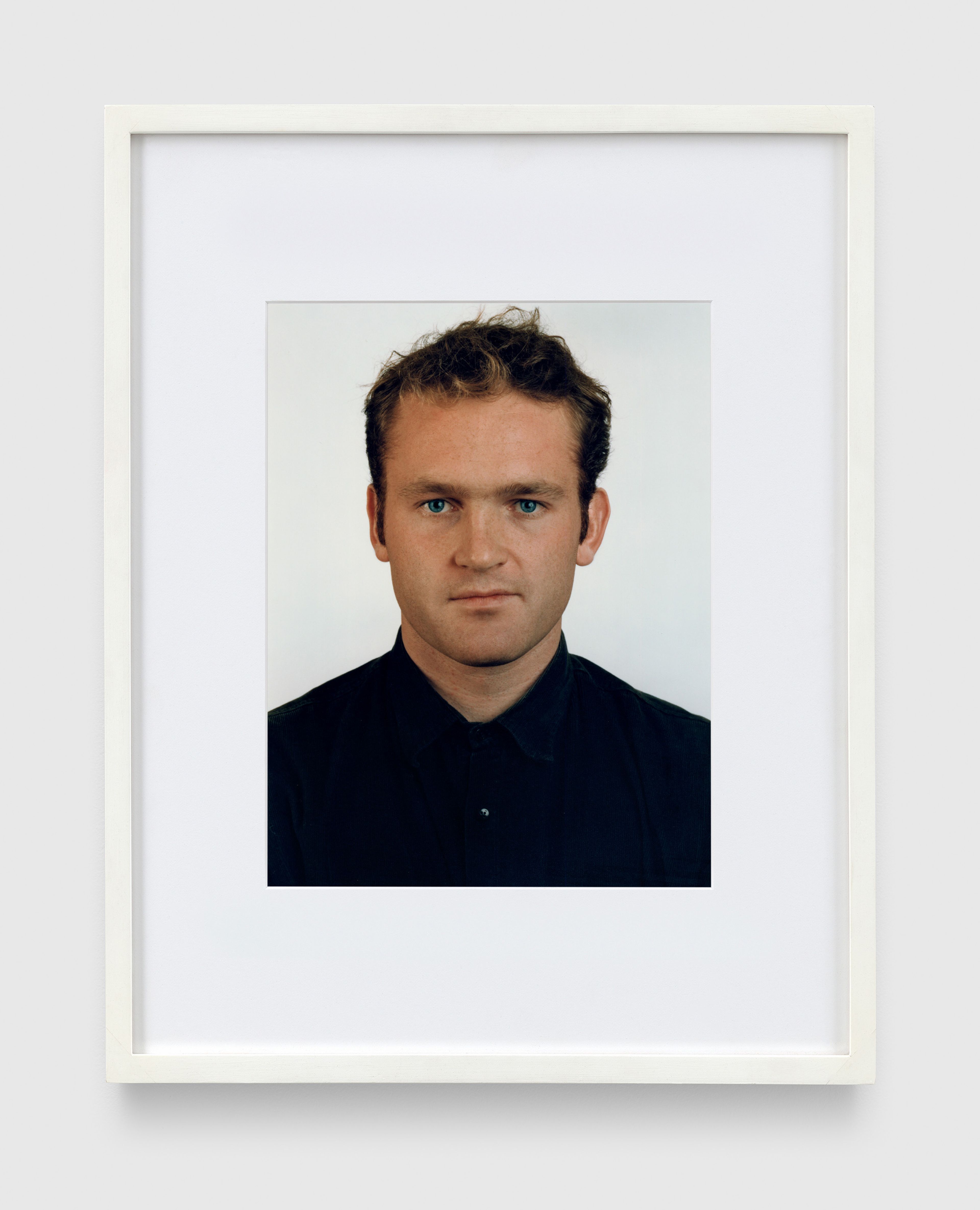 A photograph by Thomas Ruff, titled blaue Augen M.V./B.E., dated 1991.