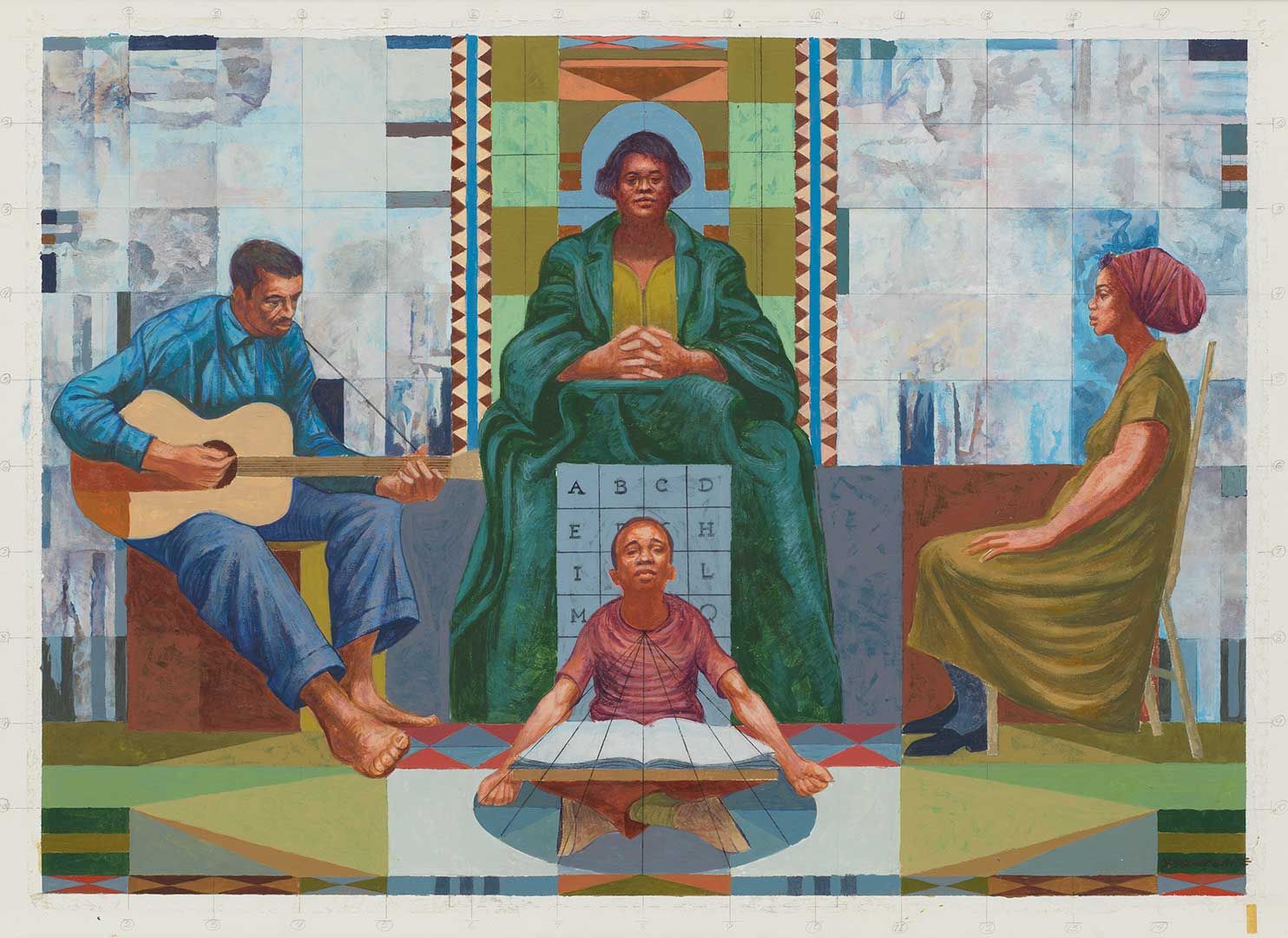 A painting on illustration board by Charles White, titled Mary McLeod Bethune Mural (Presentation Study), dated 1977 to 1978.