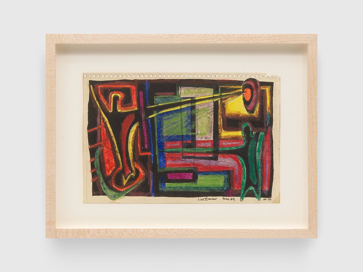A crayon and ink drawing on paper by Leo Amino, titled No. 42, dated 1949.