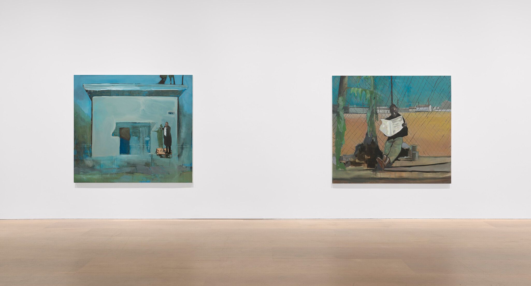 An installation view of an exhibition titled, Noah Davis, at David Zwirner, London, in 2021.