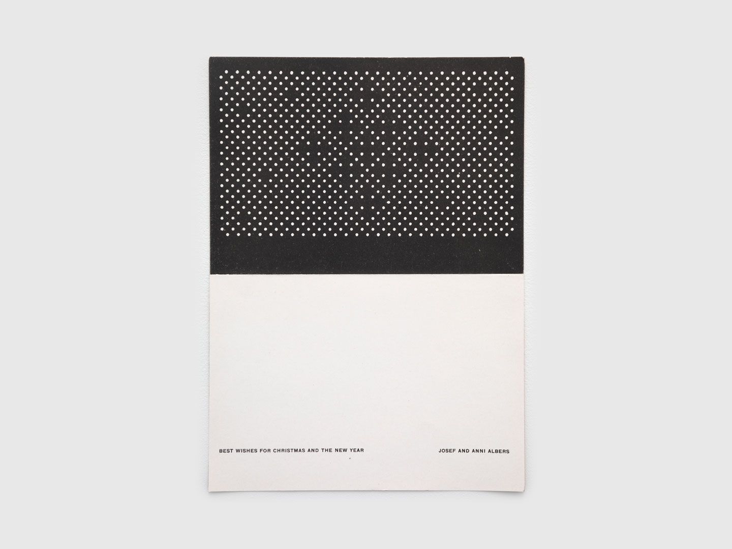 An offset printed mailing on wove paper by Josef and Anni Albers, titled Best Wishes for Christmas and the New Year, dated 1952.