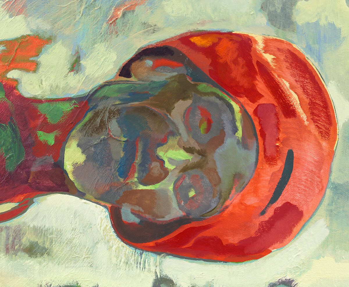 Michael Armitage, a detail of the work titled Tea Picker, dated 2023