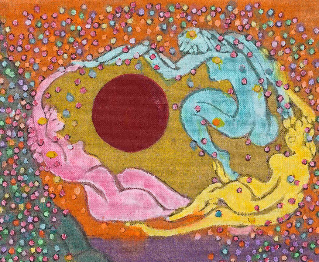 Chris Ofili, a detail image of the work titled The Judgement of Paris, dated 2019-2023
