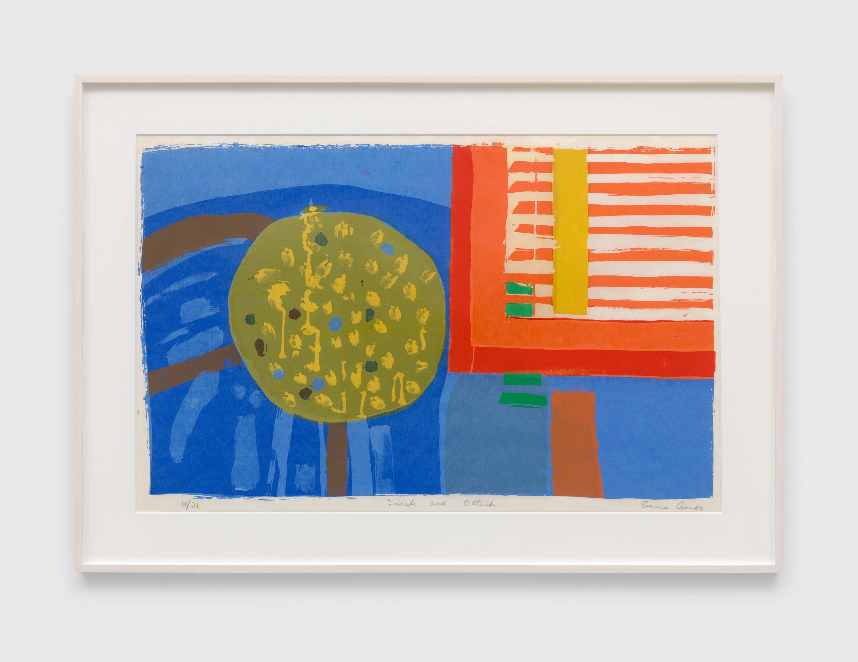 A print by Emma Amos, titled Inside and Outside, dated 1966.