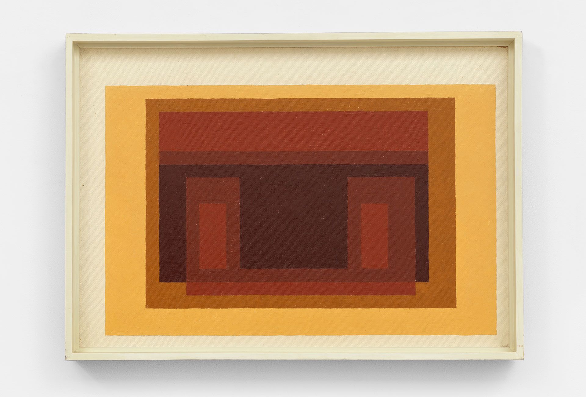 A painting by Josef Albers titled Browns, Ochre, Yellow, dated 1948.