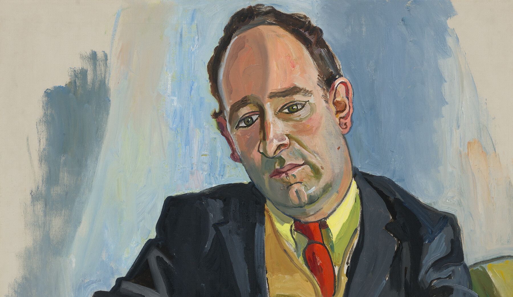A detail from a painting by Alice Neel titled Ivan Karp, dated 1965.