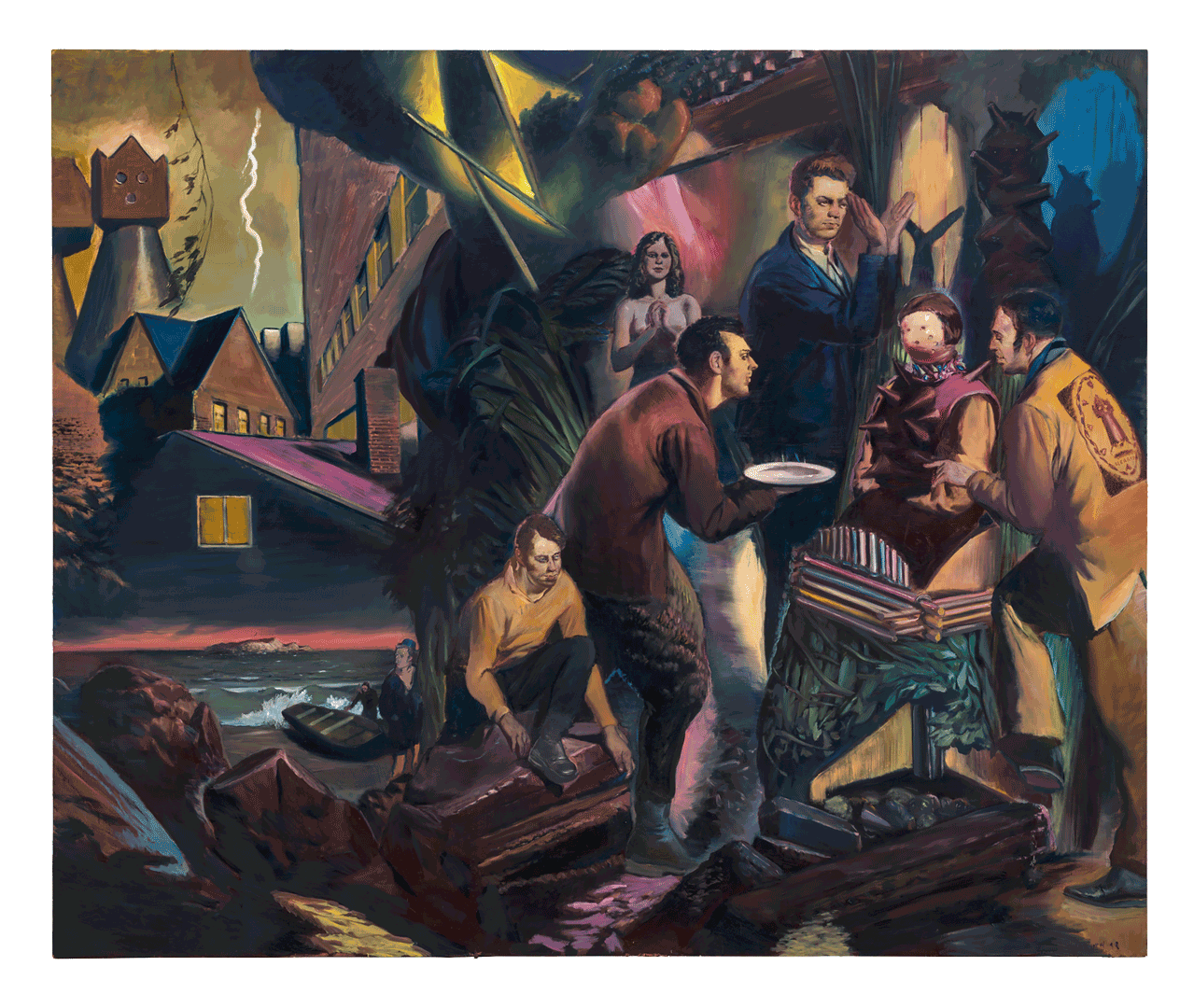 A oainting by Neo Rauch, titled Die Herrin, dated 2018.
