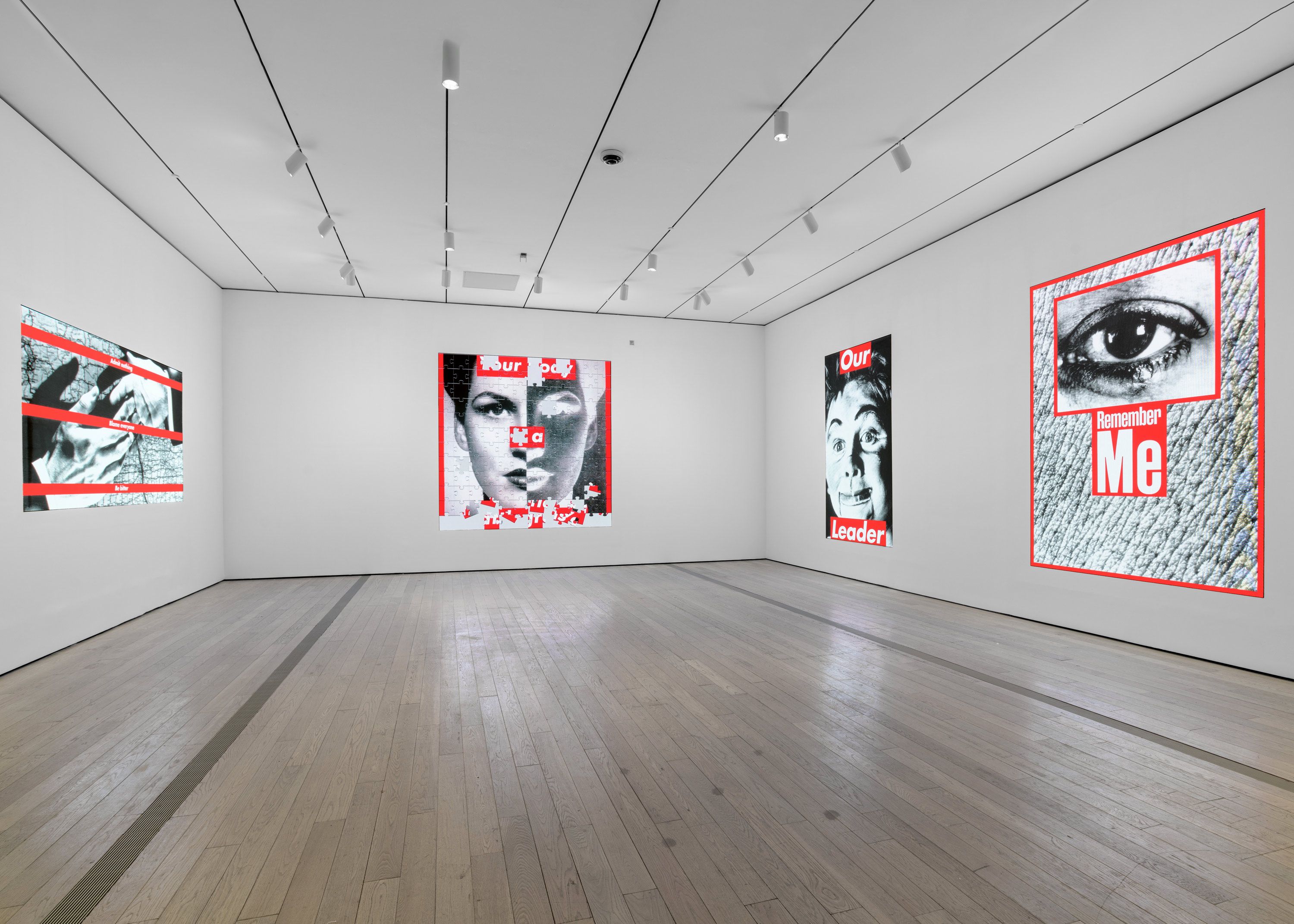 Installation view, Barbara Kruger: THINKING OF YOU. I MEAN ME. I MEAN YOU., Los Angeles County Museum of Art, 2022. Photo © Museum Associates/LACMA