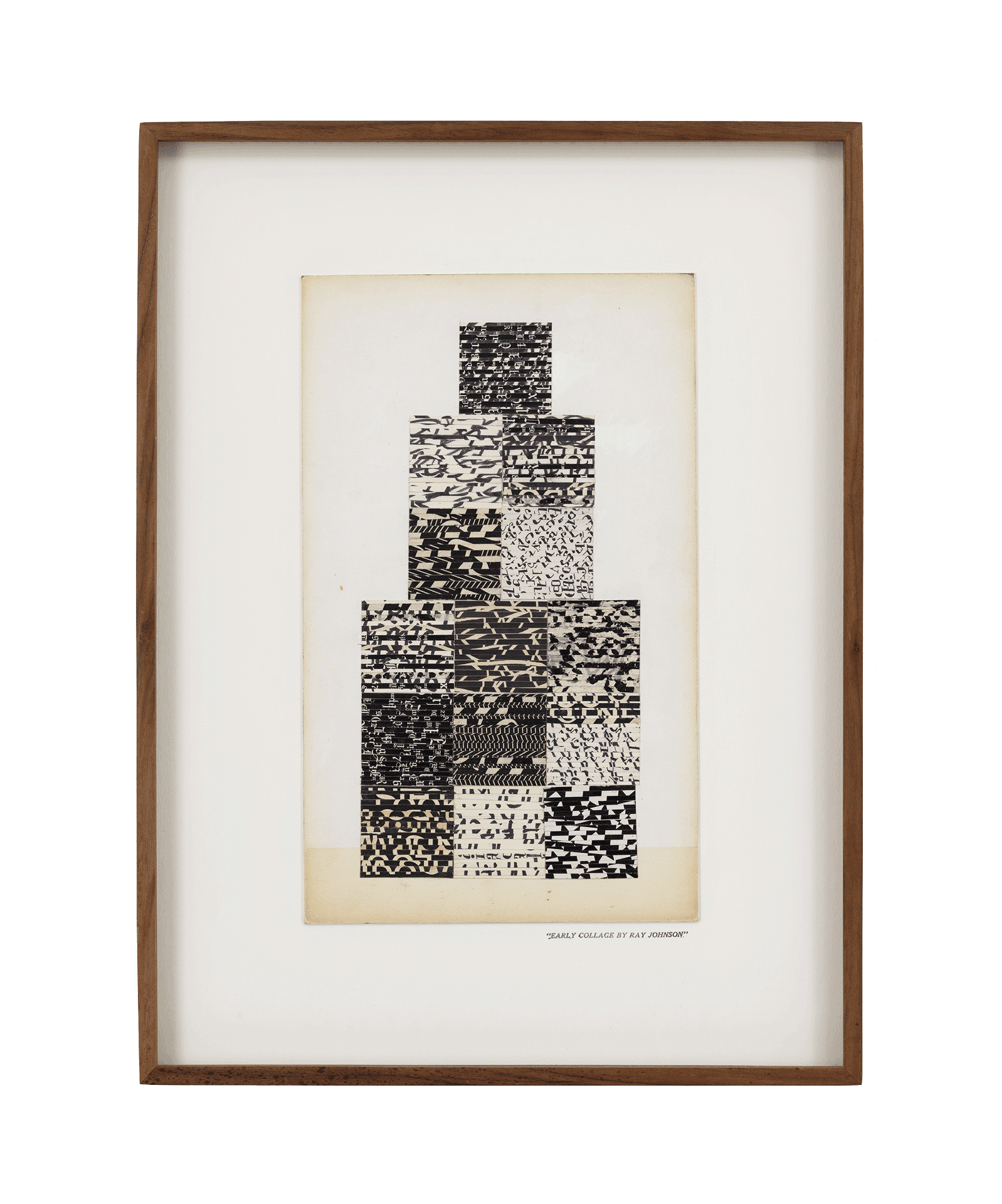 A framed drawing by Ray Johnson, titled 14 Squares, dated circa 1946.