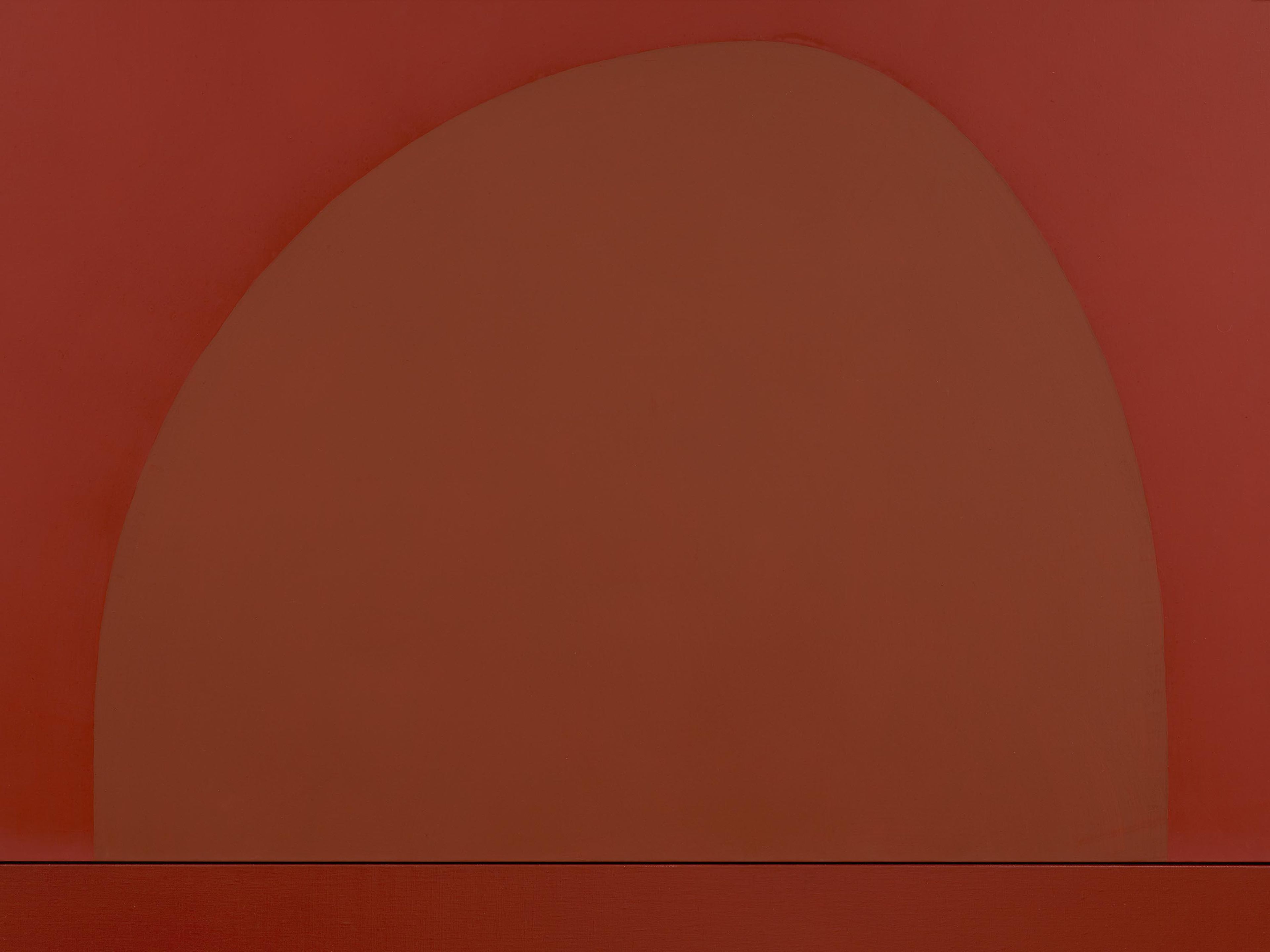 A detail from a painting by Suzan Frecon, titled embodiment of red version 14, dated 2023.