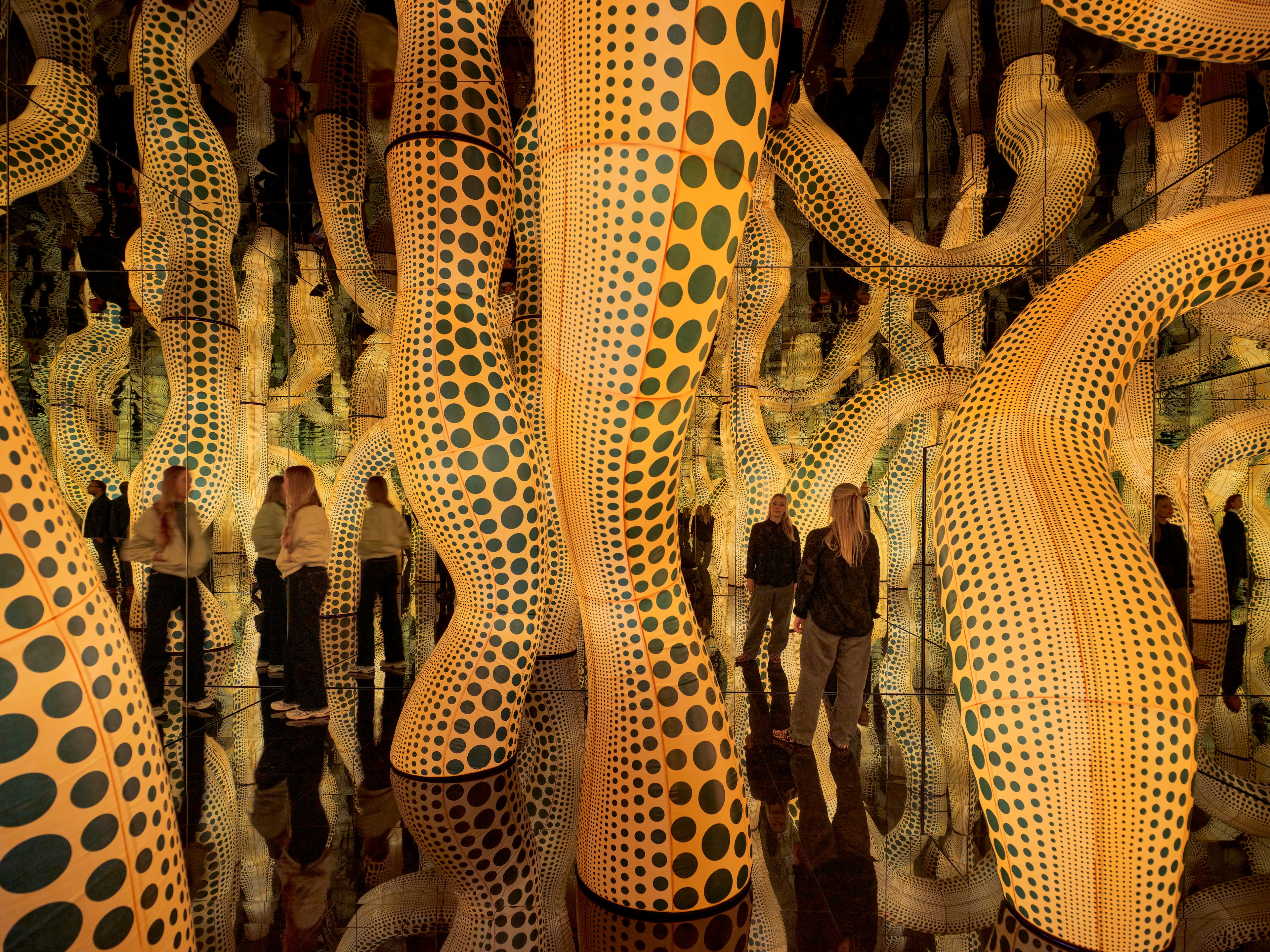 Installation view of the exhibition Yayoi Kusama, at Fondation Beyeler in Riehen/Basel, Switzerland, dated 2025.