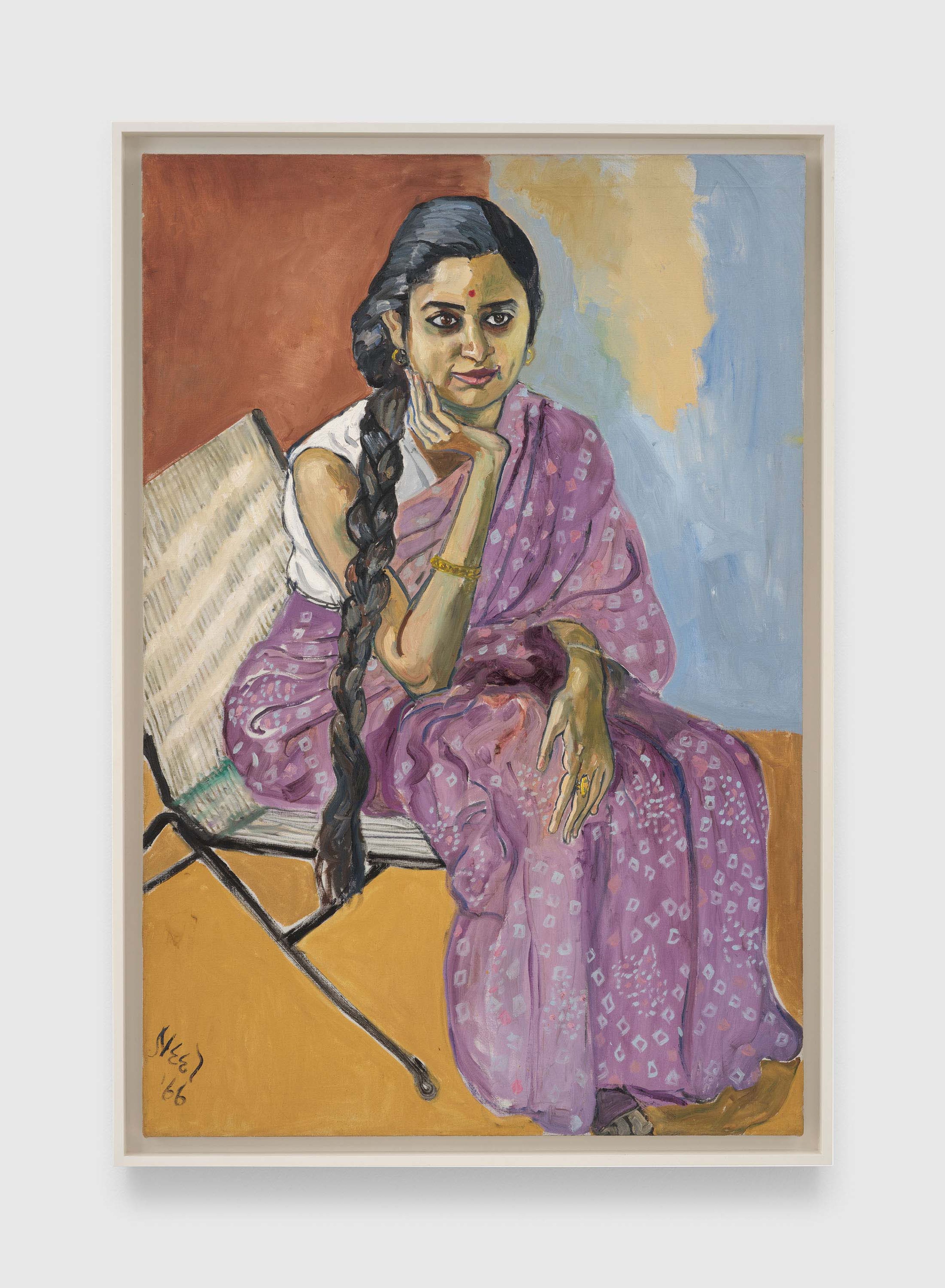 A painting by Alice Neel, titled Woman, dated 1966.