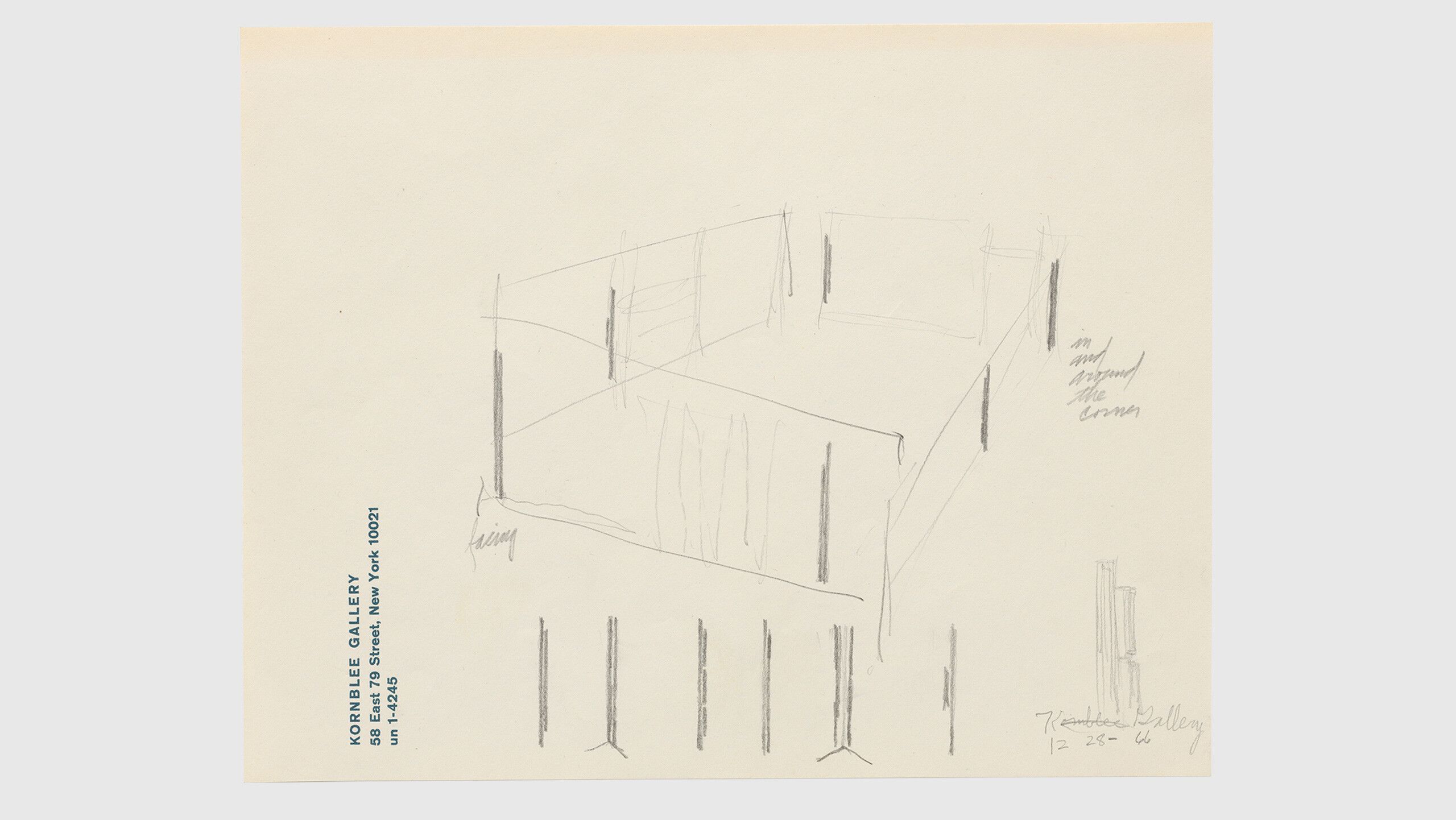 Dan Flavin, diagrams for 1967 Kornblee cool white works