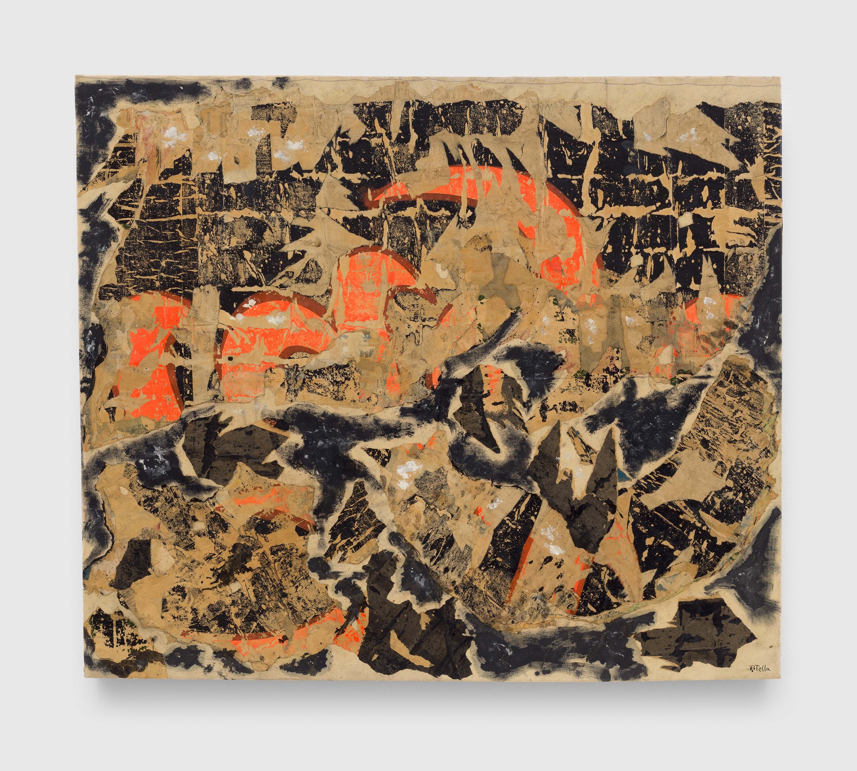 A mixed media artwork by Mimmo Rotella, titled Chi ha perduto queste note?, dated 1957.