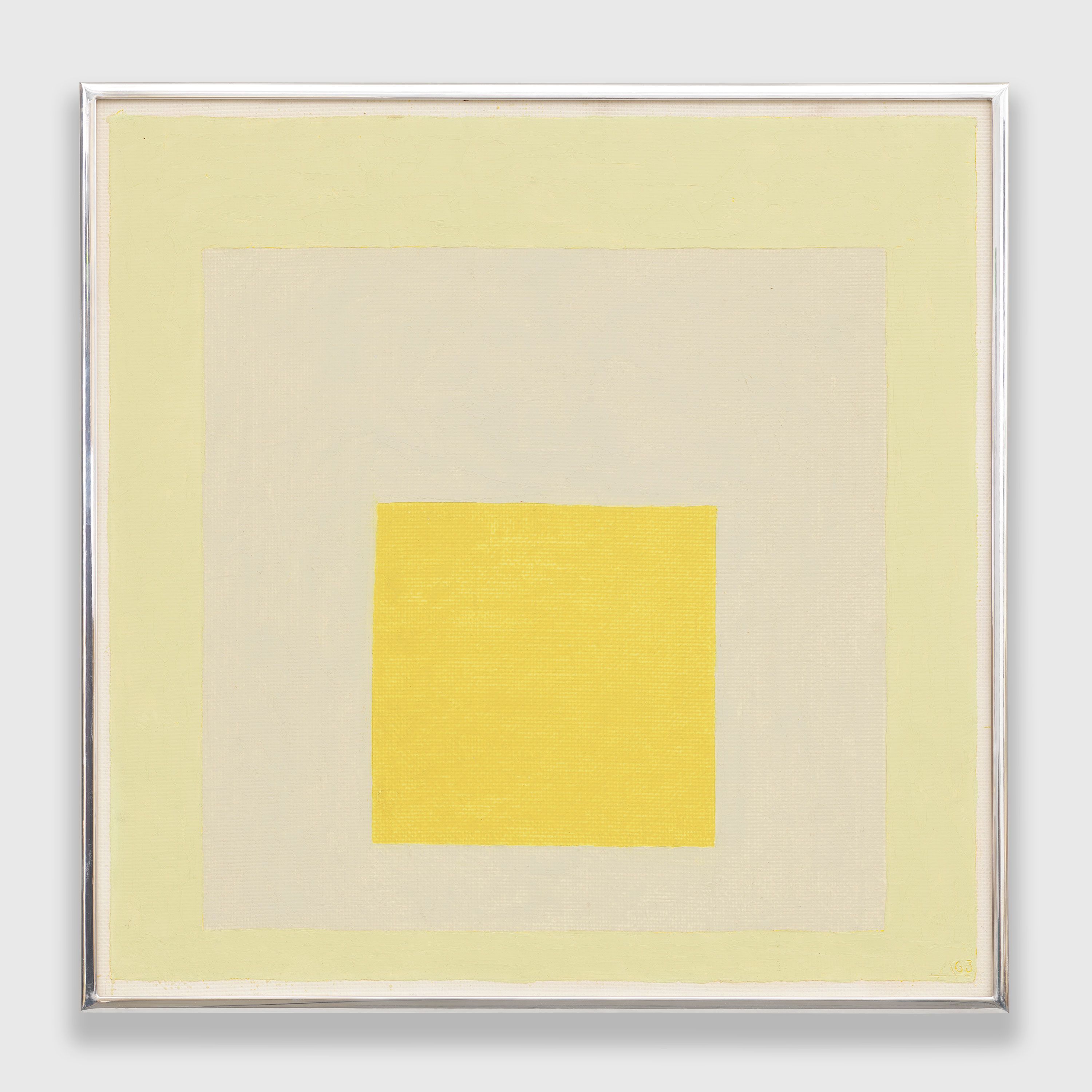 A painting by Josef Albers, titled Homage to the Square, dated 1963.