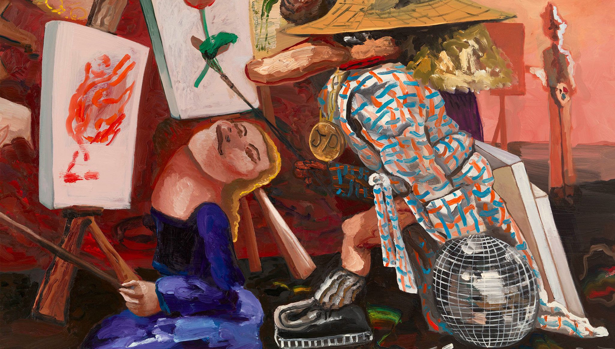 A detail of an artwork by Dana Schutz titled The Hill, dated 2023