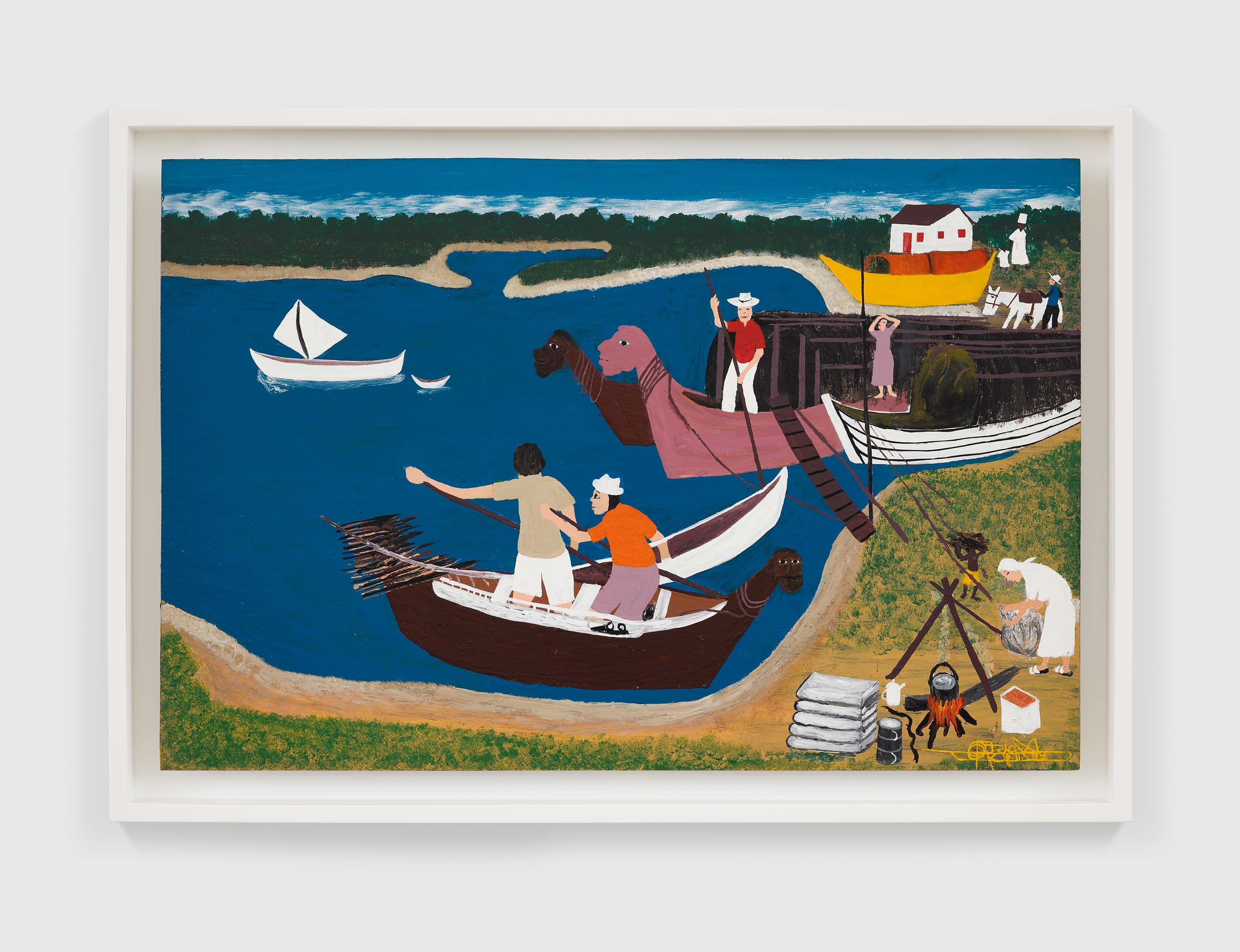 A painting by Odoteres Ricardo de Ozias, titled No rio São Francisco, dated 1999.