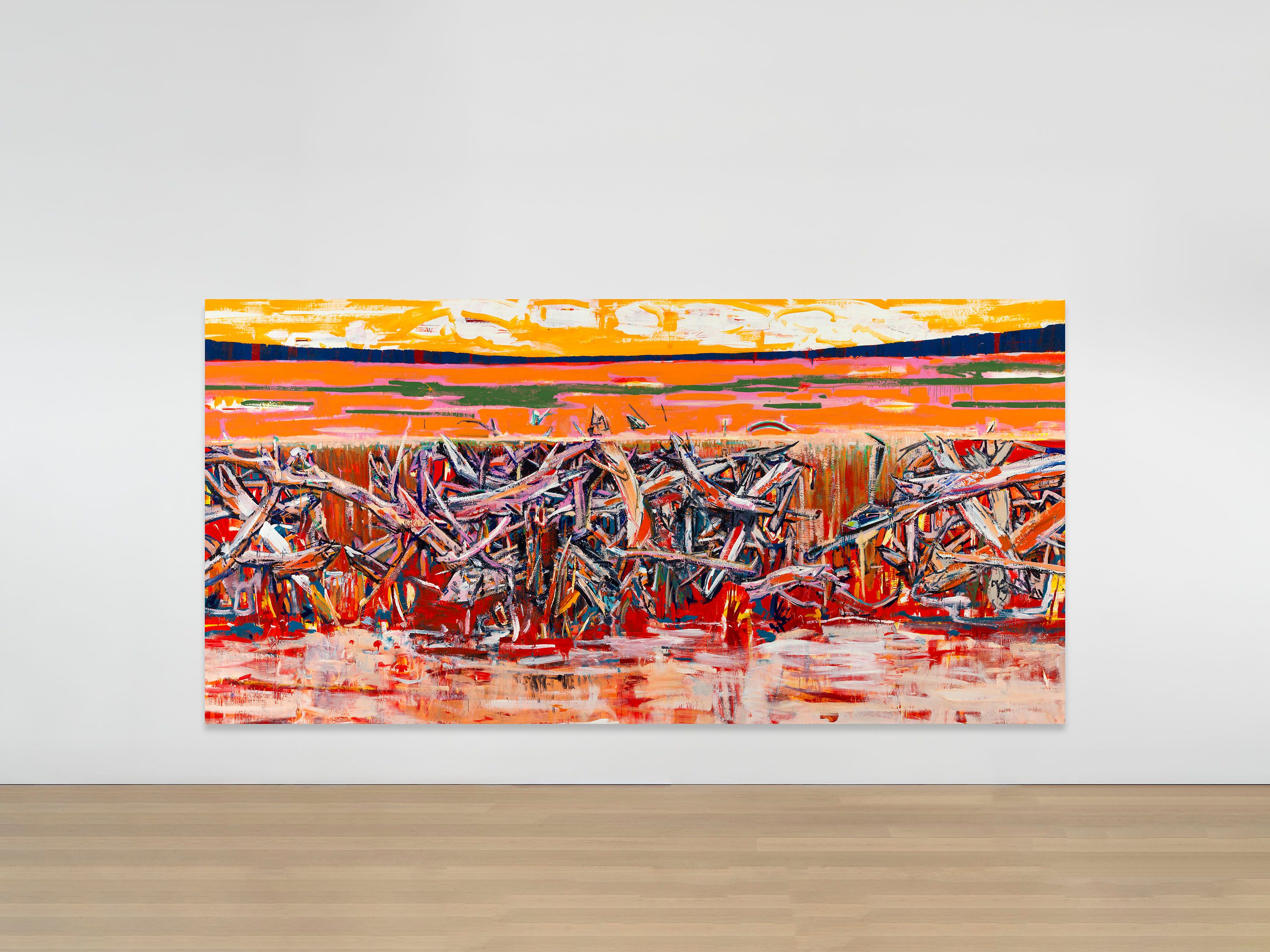 A painting by Cy Gavin, titled Untitled (Beaver Dam), dated 2021.