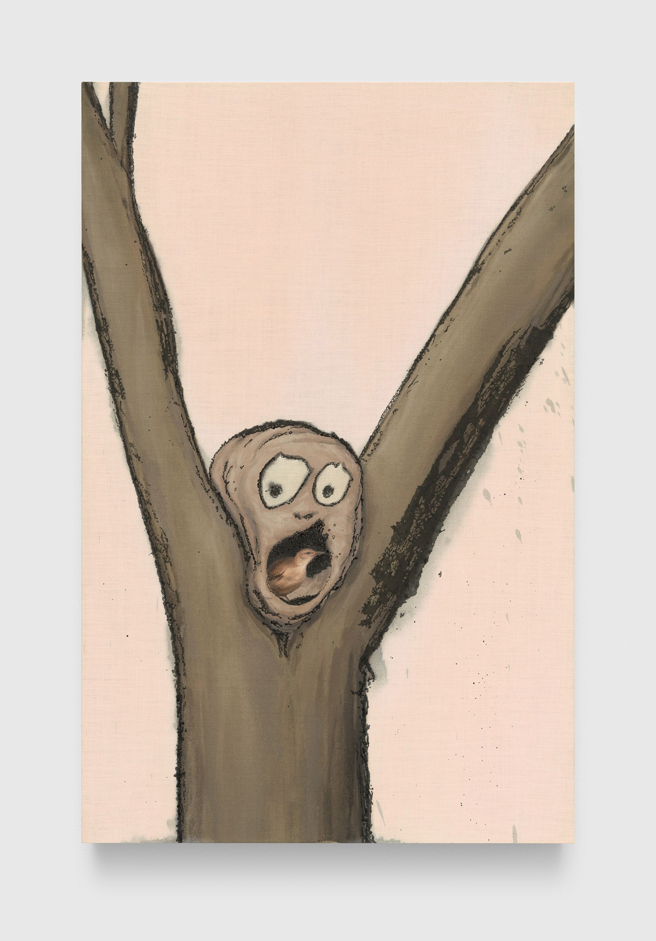 A painting by Nate Lowman, titled Aira’s Ovenbird, dated 2024.