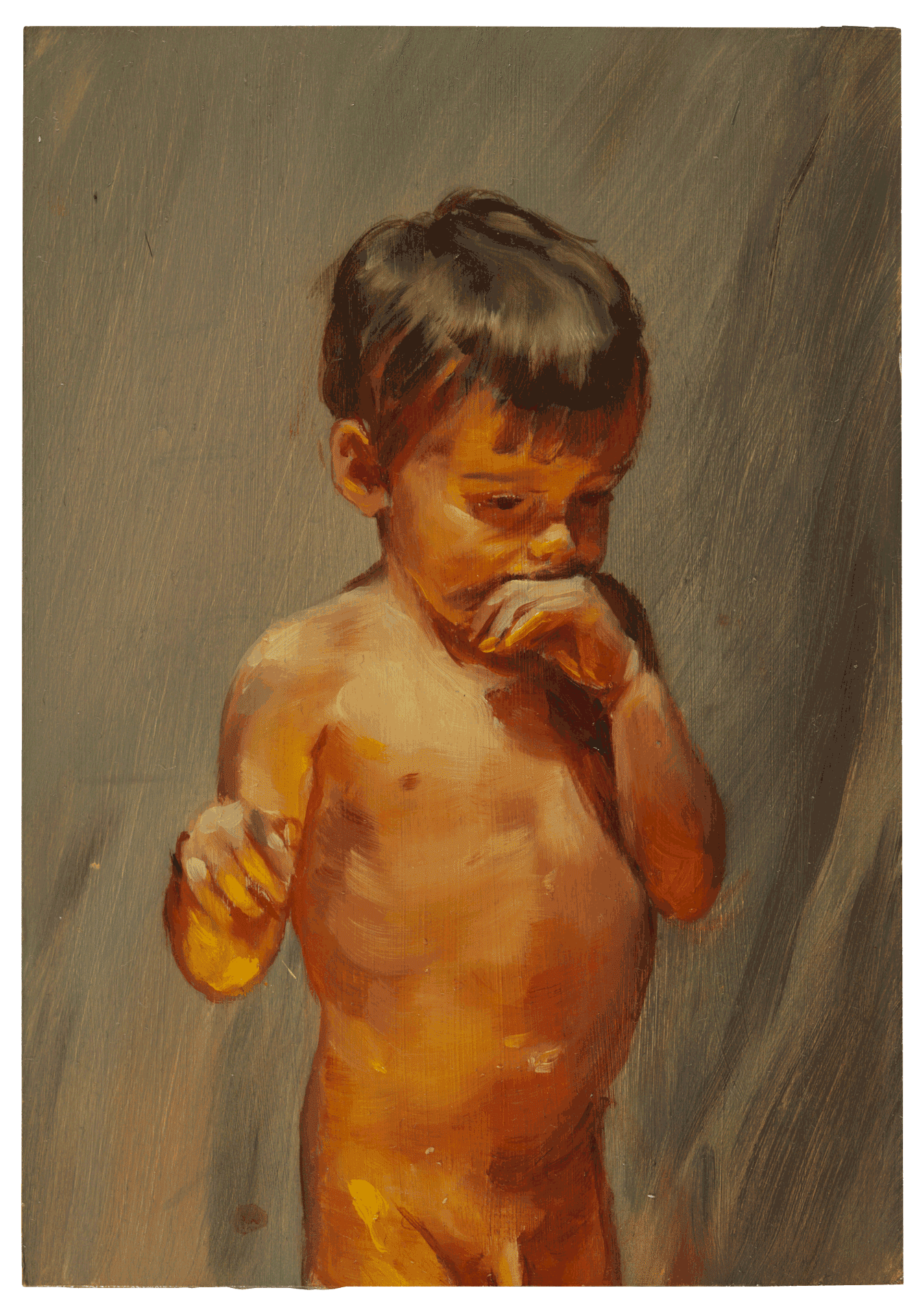 A painting by Michaël Borremans, titled Fire From the Sun, dated 2017.