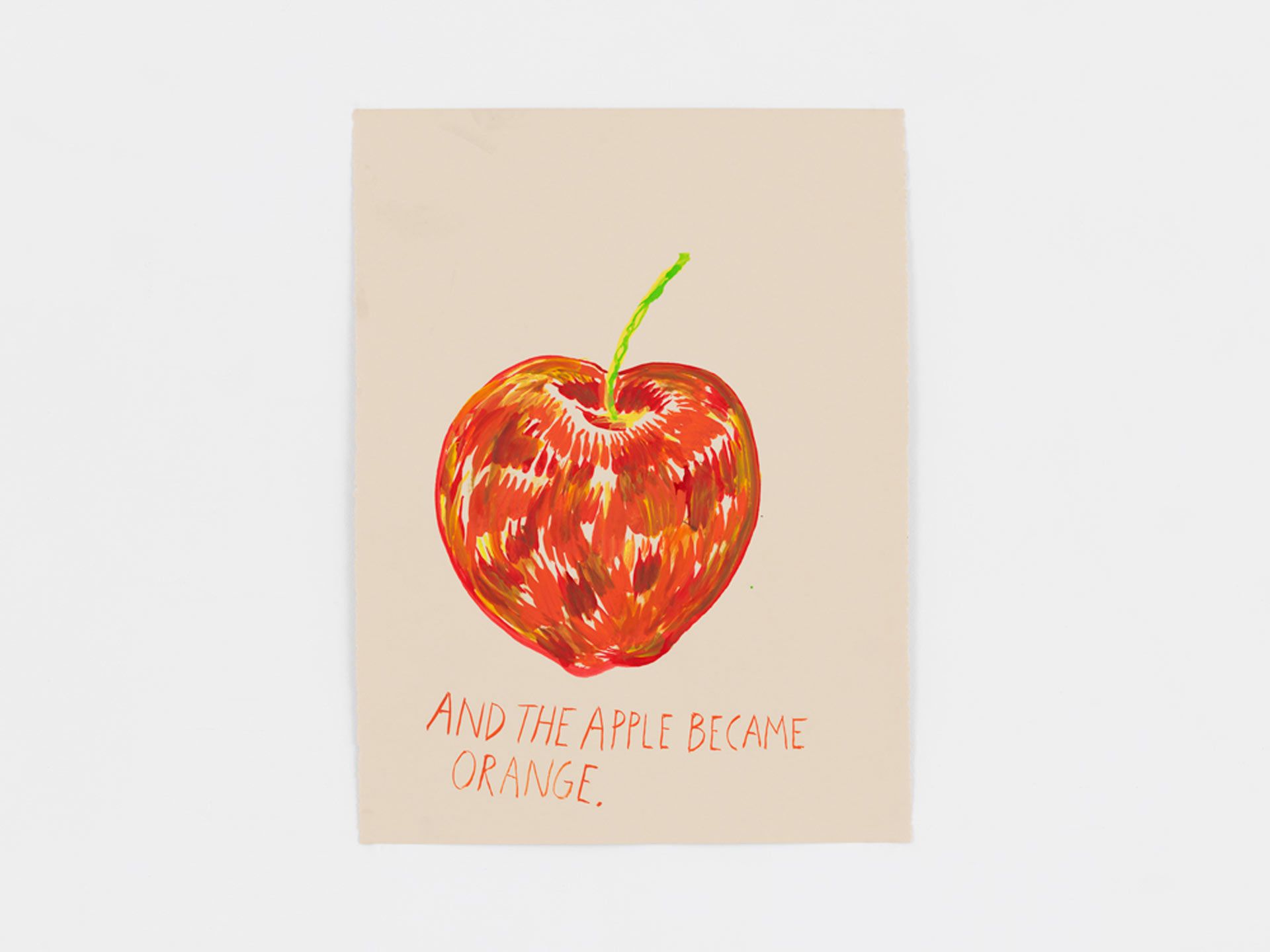 A drawing by Raymond Pettibon titled No Title (And the apple), dated 2017.