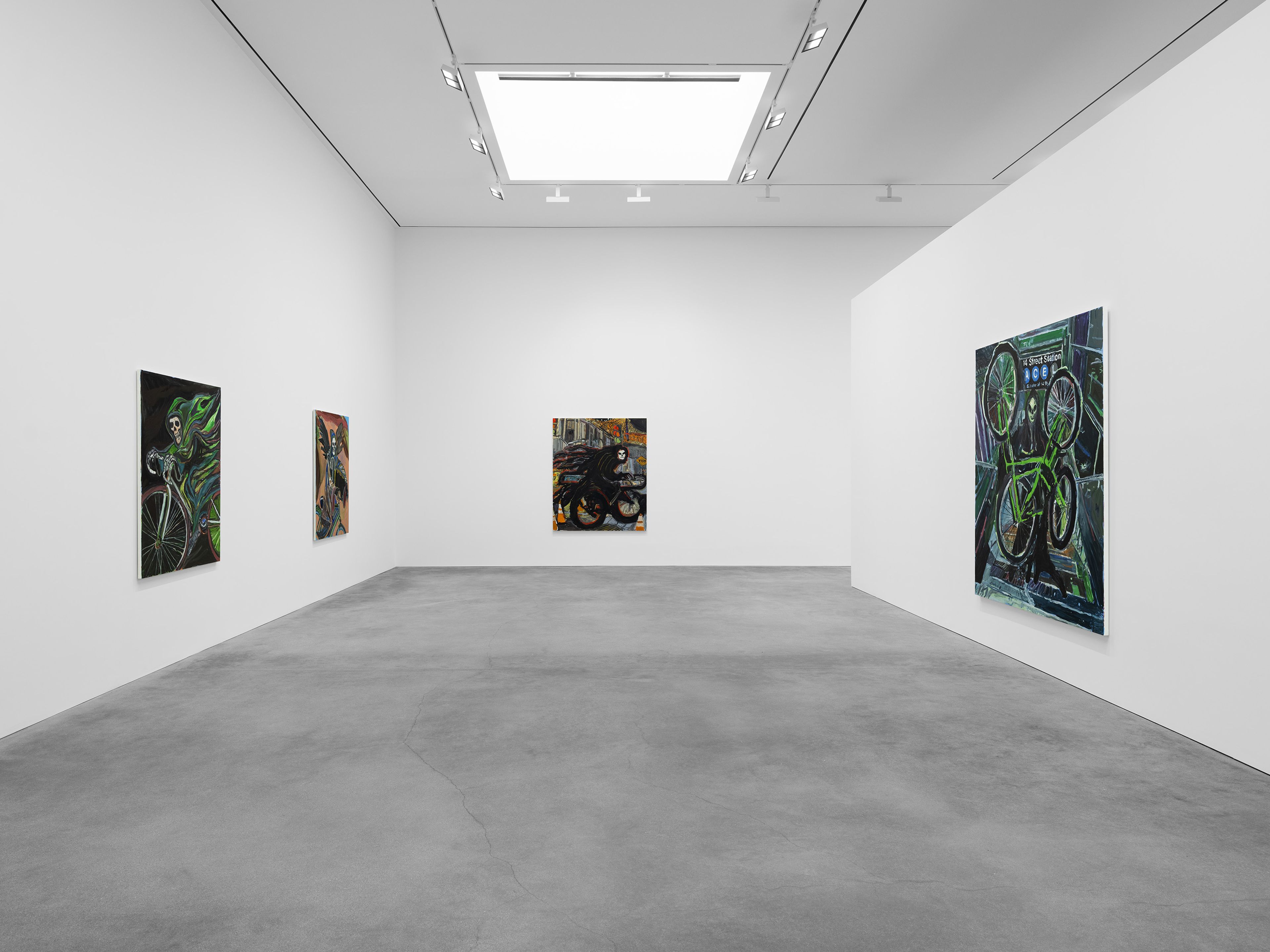 An installation view of the exhibition, Josh Smith: Destiny, at David Zwirner in Los Angeles, dated 2025.