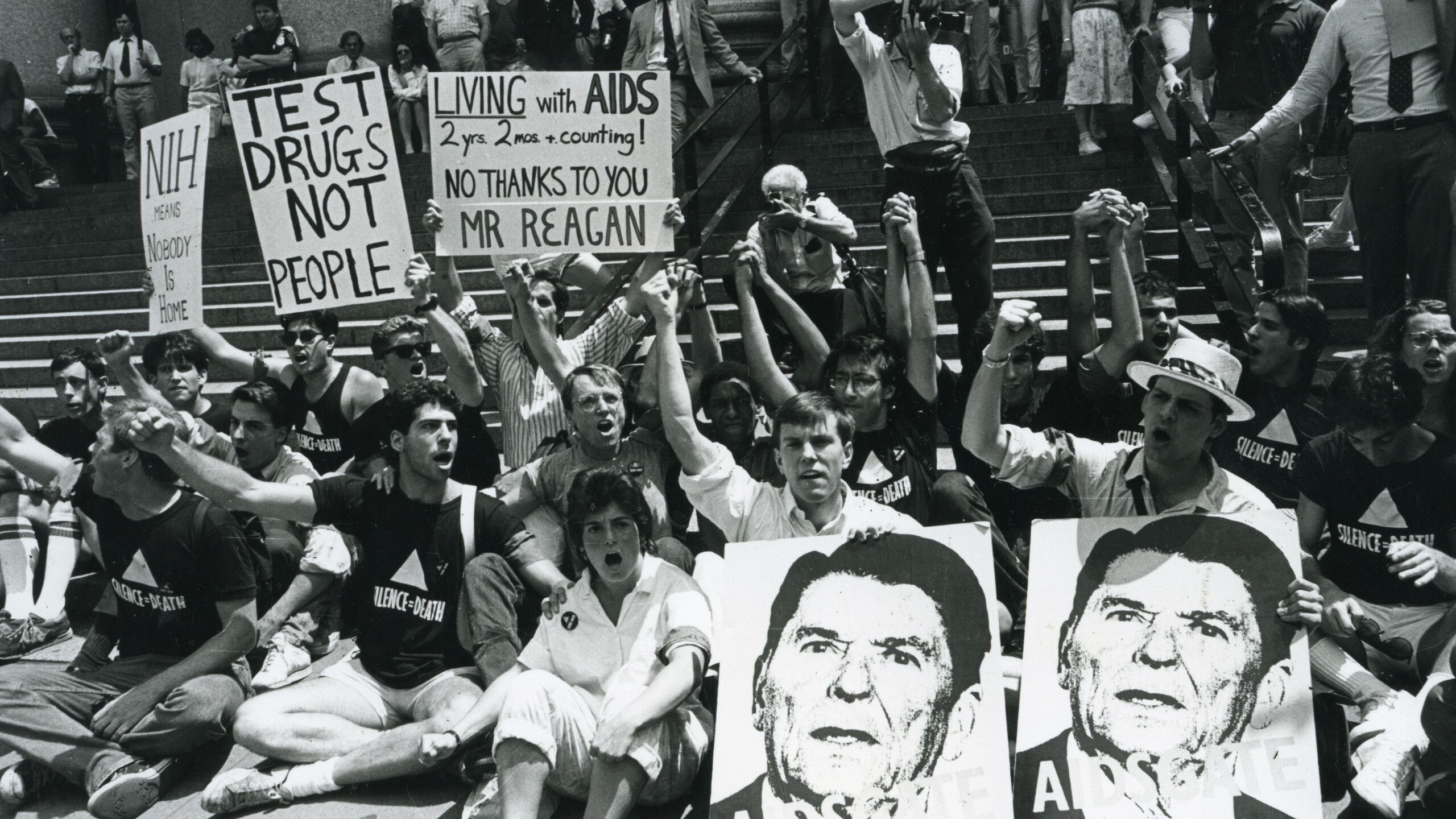 A photo by Donna Binder of the 1987 ACT UP demonstration in New York City.