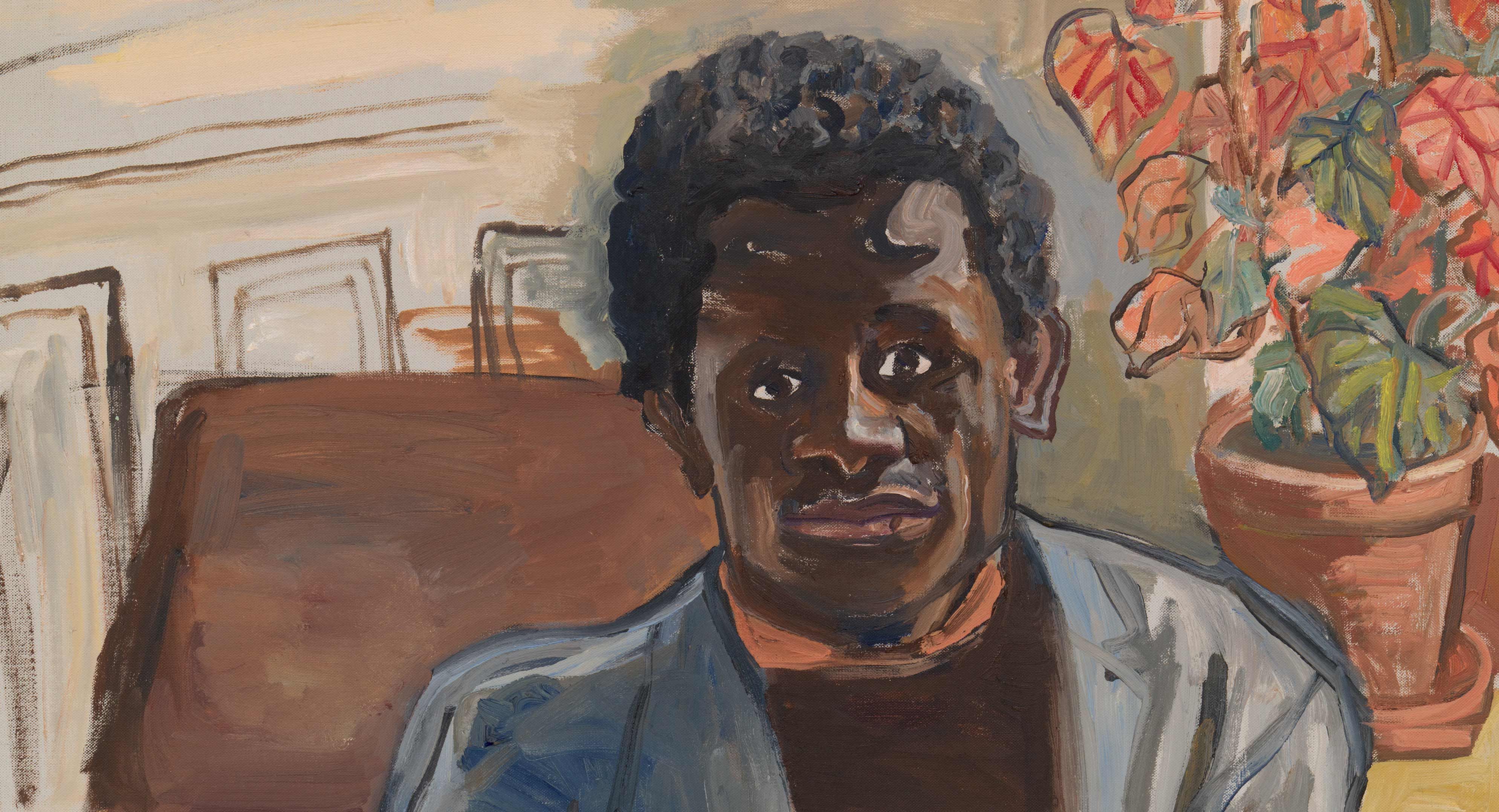 A detail from a painting by Alice Neel titled Black Man, dated 1966.