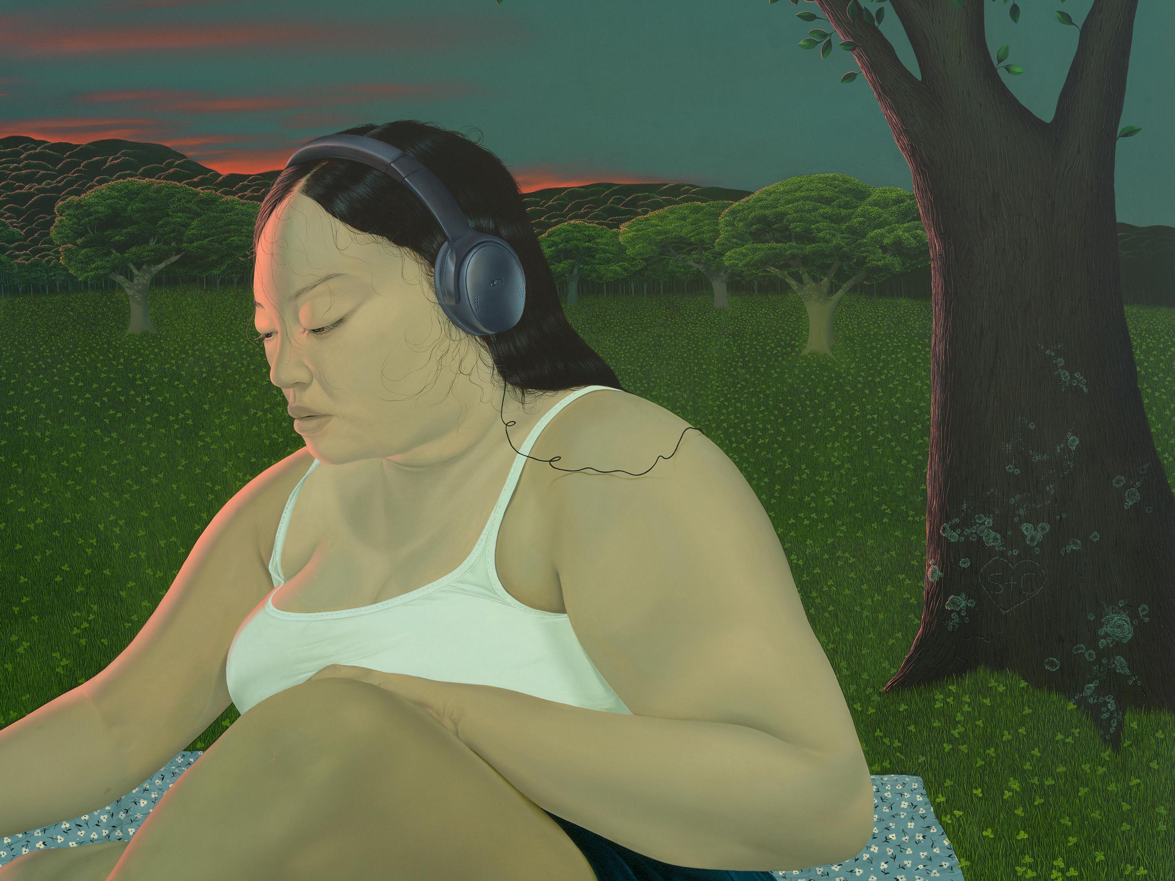 A detail from a painting by Sasha Gordon, titled It Was Still Far Away, dated 2024.